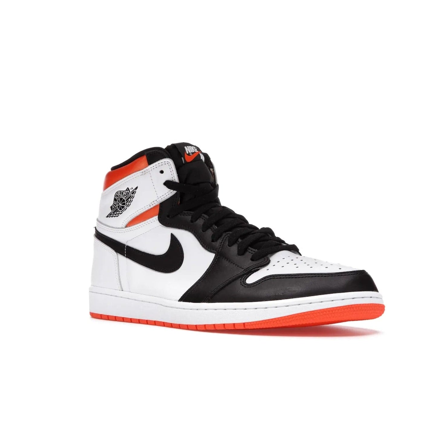 Jordan 1 Retro High Electro Orange - Image 5 - Only at www.BallersClubKickz.com - This Air Jordan 1 Retro High Electro Orange features a white leather upper with black overlays and vibrant Hyper Orange ankle wrap. Turn heads with this iconic design of woven tongue label and sole. Get yours today and add some serious style to your rotation.