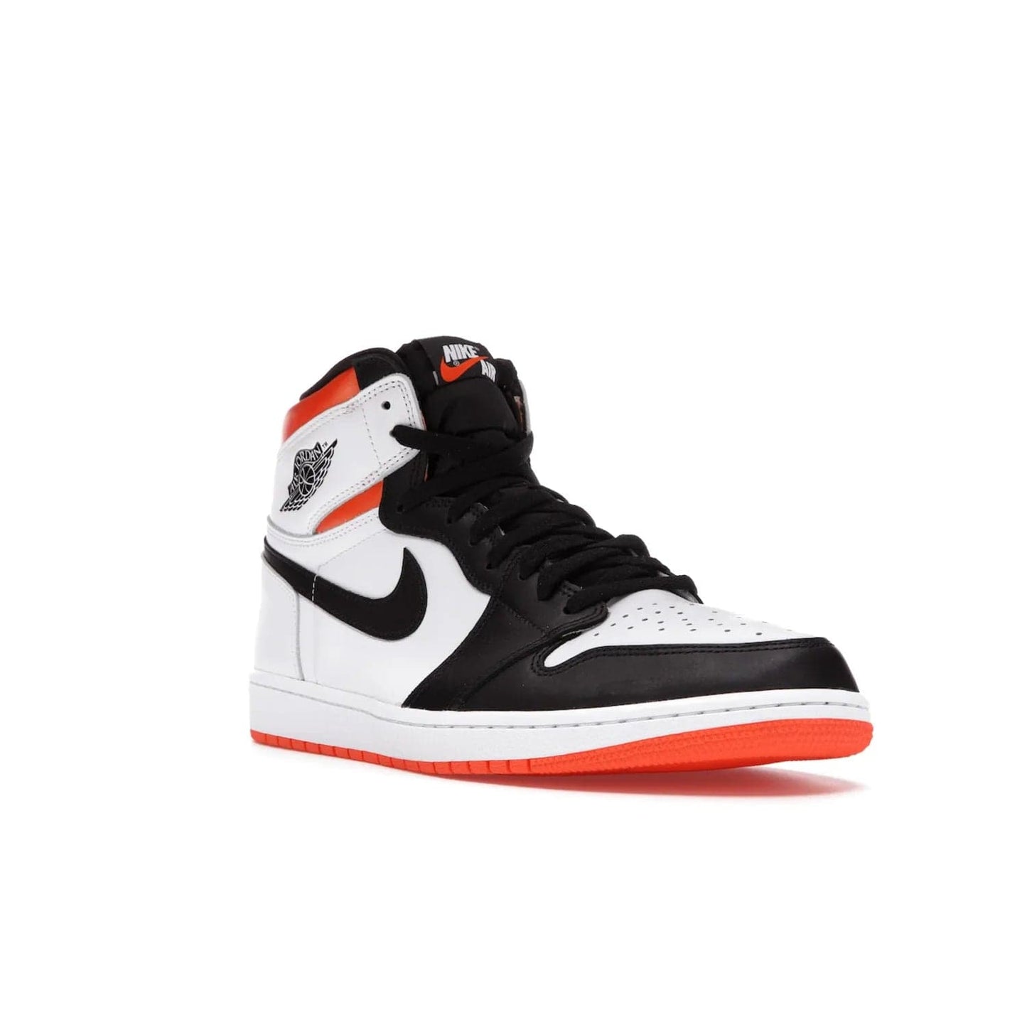 Jordan 1 Retro High Electro Orange - Image 6 - Only at www.BallersClubKickz.com - This Air Jordan 1 Retro High Electro Orange features a white leather upper with black overlays and vibrant Hyper Orange ankle wrap. Turn heads with this iconic design of woven tongue label and sole. Get yours today and add some serious style to your rotation.