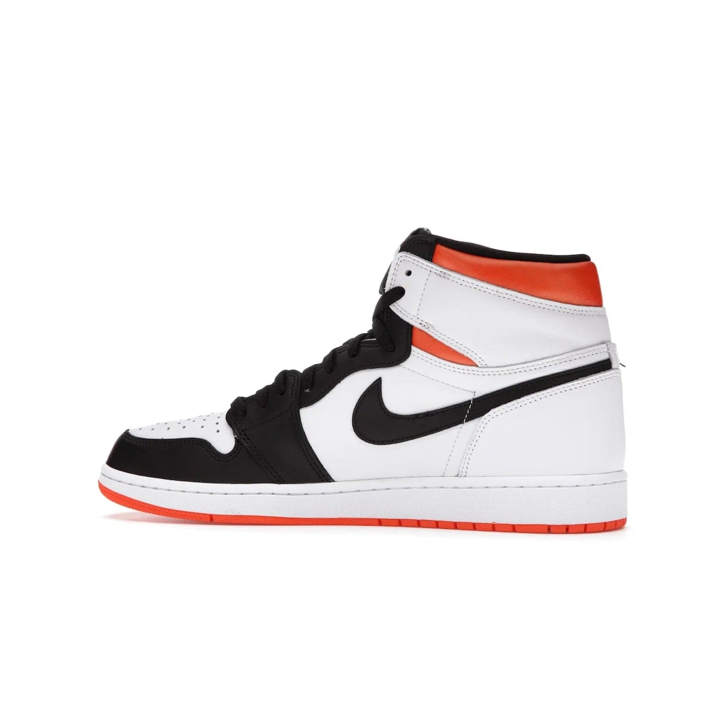 Jordan 1 Retro High Electro Orange - Image 21 - Only at www.BallersClubKickz.com - This Air Jordan 1 Retro High Electro Orange features a white leather upper with black overlays and vibrant Hyper Orange ankle wrap. Turn heads with this iconic design of woven tongue label and sole. Get yours today and add some serious style to your rotation.