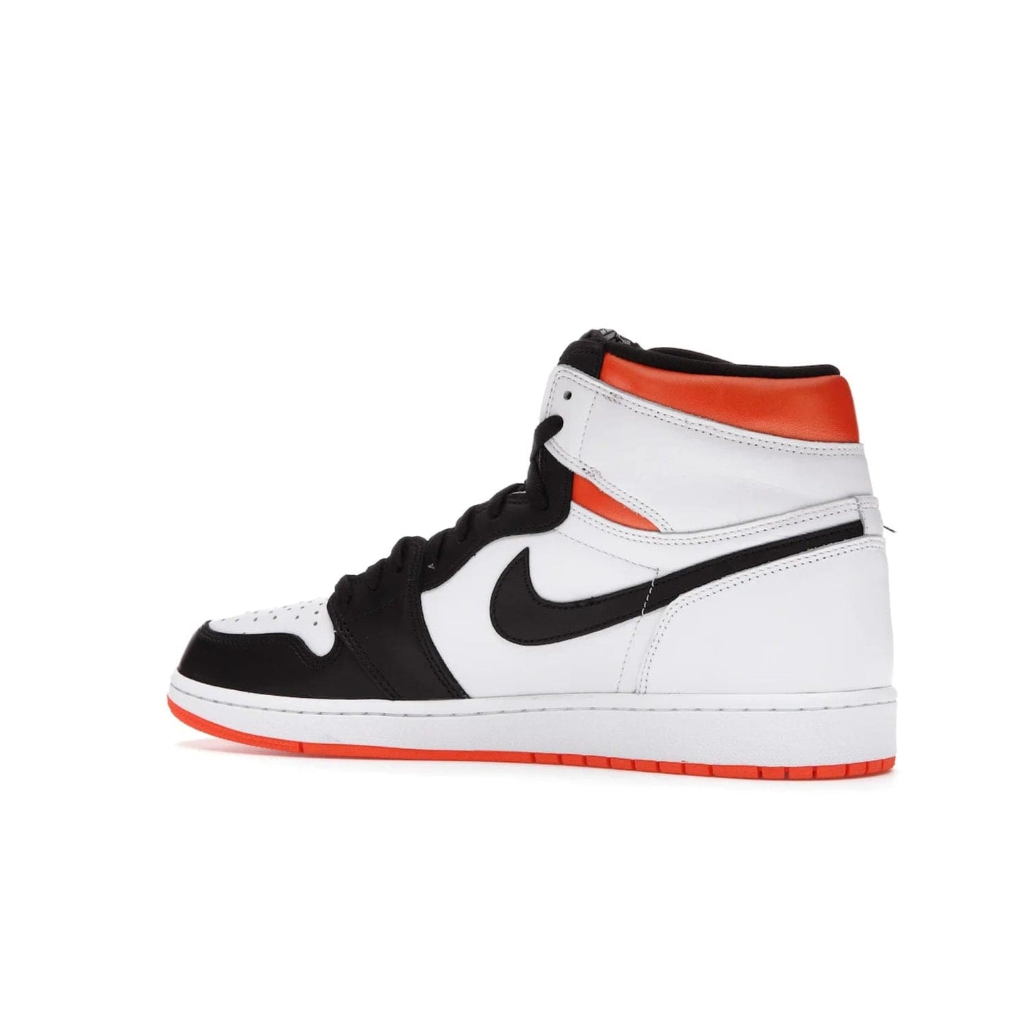 Jordan 1 Retro High Electro Orange - Image 22 - Only at www.BallersClubKickz.com - This Air Jordan 1 Retro High Electro Orange features a white leather upper with black overlays and vibrant Hyper Orange ankle wrap. Turn heads with this iconic design of woven tongue label and sole. Get yours today and add some serious style to your rotation.