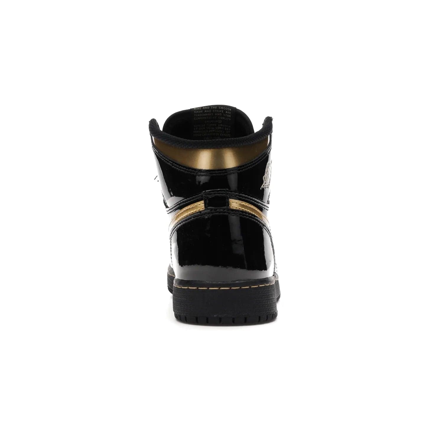 Jordan 1 Retro High Black Metallic Gold (2020) (GS) - Image 28 - Only at www.BallersClubKickz.com - Shop the Kids Air Jordan 1 Retro High in Black Metallic Gold for a stylish and comfortable sneaker kids can love. Featuring black and metallic gold patent leather uppers, metallic gold accents, and an Air sole unit for extra cushioning.