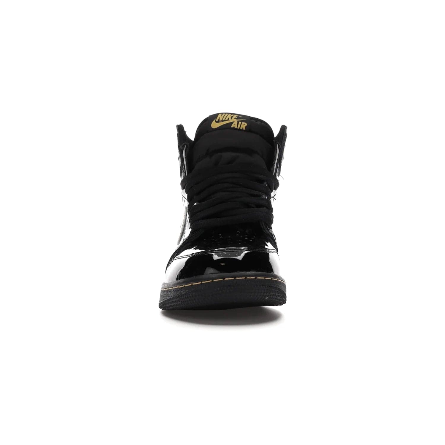 Jordan 1 Retro High Black Metallic Gold (2020) (GS) - Image 10 - Only at www.BallersClubKickz.com - Shop the Kids Air Jordan 1 Retro High in Black Metallic Gold for a stylish and comfortable sneaker kids can love. Featuring black and metallic gold patent leather uppers, metallic gold accents, and an Air sole unit for extra cushioning.