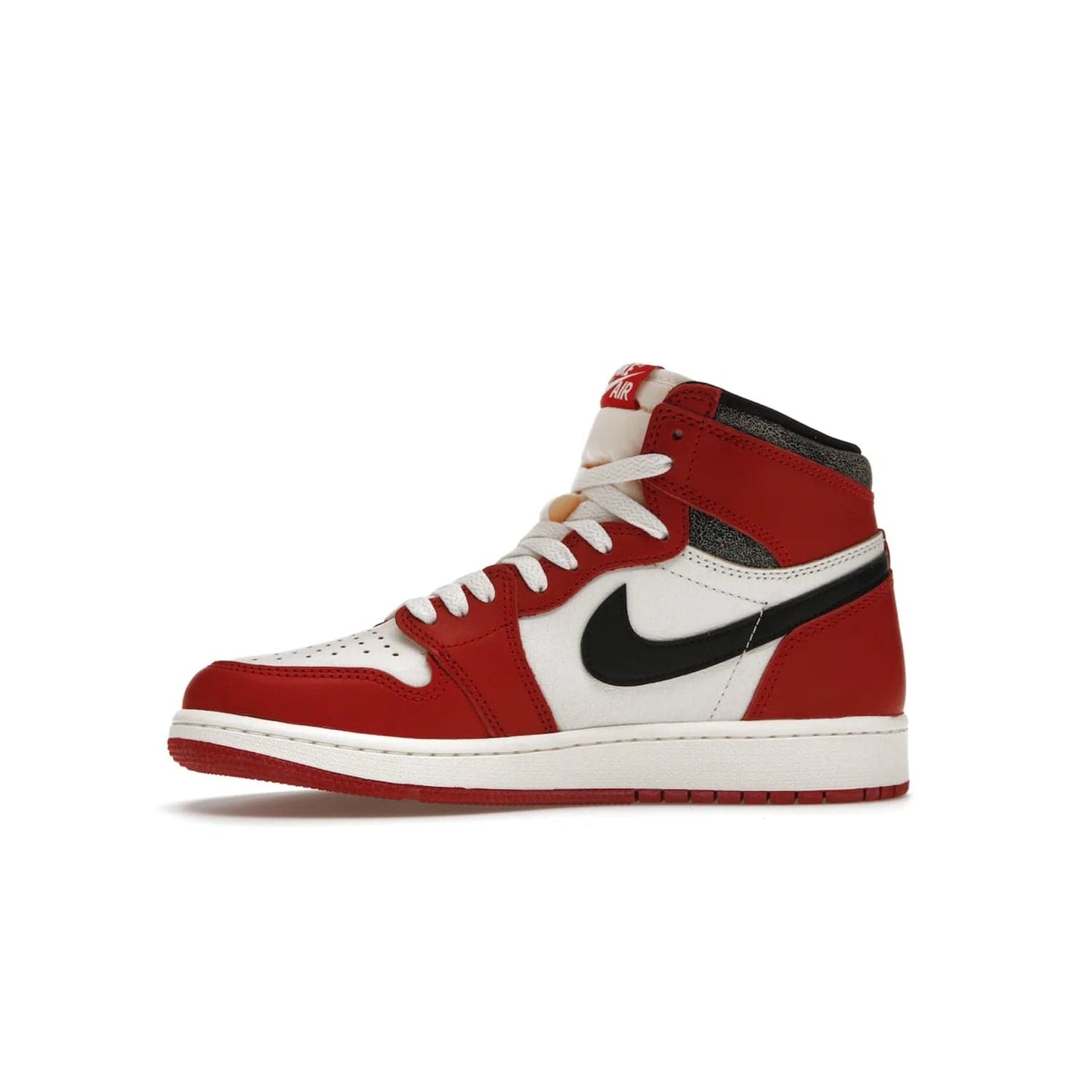 Jordan 1 Retro High OG Chicago Lost and Found (GS) - Image 18 - Only at www.BallersClubKickz.com - Grab the Air Jordan 1 Retro High OG Chicago Reimagined GS, presenting in classic 1985 silhouette. Varsity Red, Black, Muslin and Sail hues, featuring Nike Air branding, Wings on the collars and printed insoles. Don't miss out when it releases 19th Nov 2022.