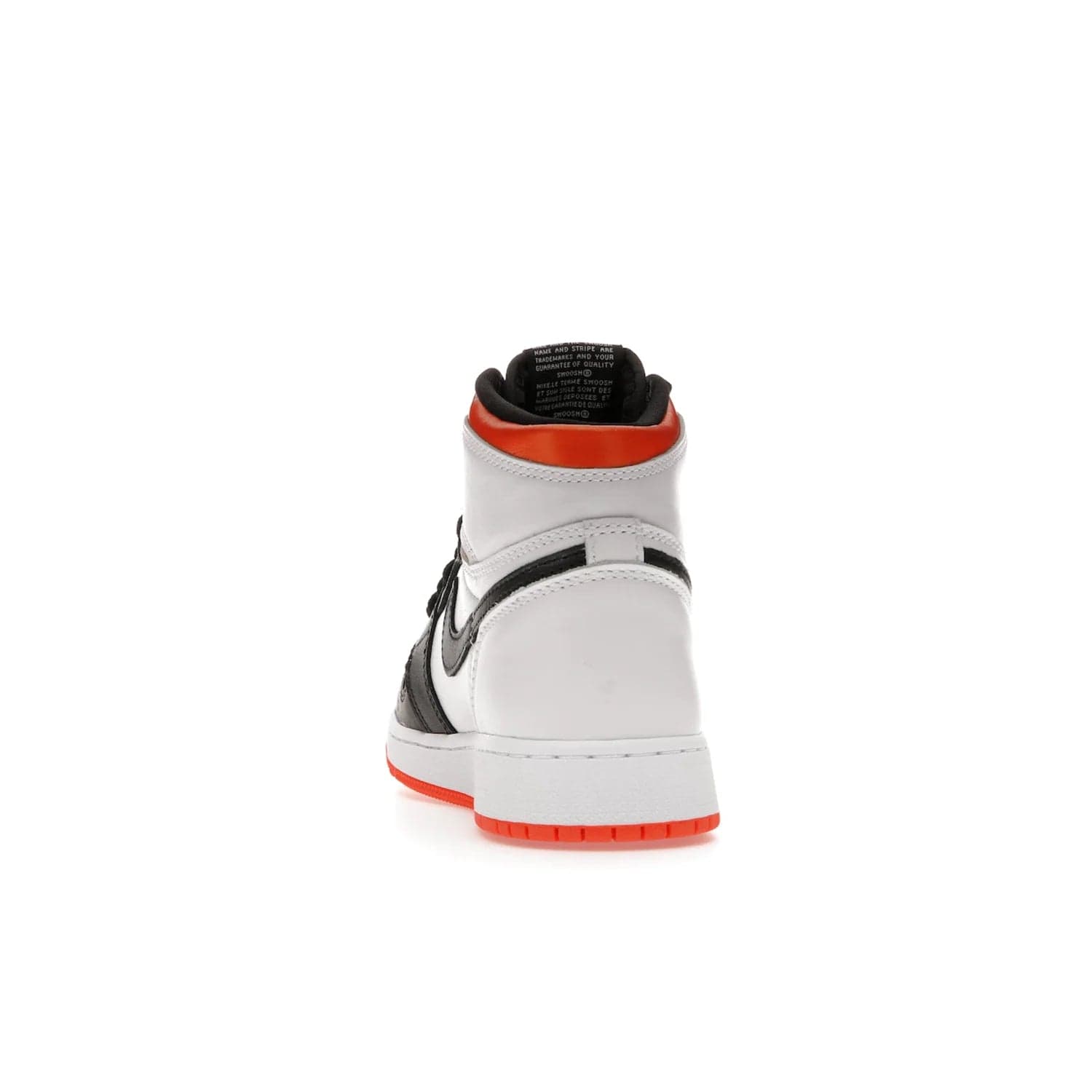 Jordan 1 High OG Electro Orange (GS) - Image 27 - Only at www.BallersClubKickz.com - The Air Jordan 1 High OG Electro Orange GS is the ideal shoe for kids on the go. Featuring white leather uppers, black overlays, and bright orange accents, it's sure to become a favorite. A great mix of classic style and vibrant colors, the shoe delivers air cushioning for comfort and hard orange rubber for grip. Release on July 17th, 2021. Get them a pair today.