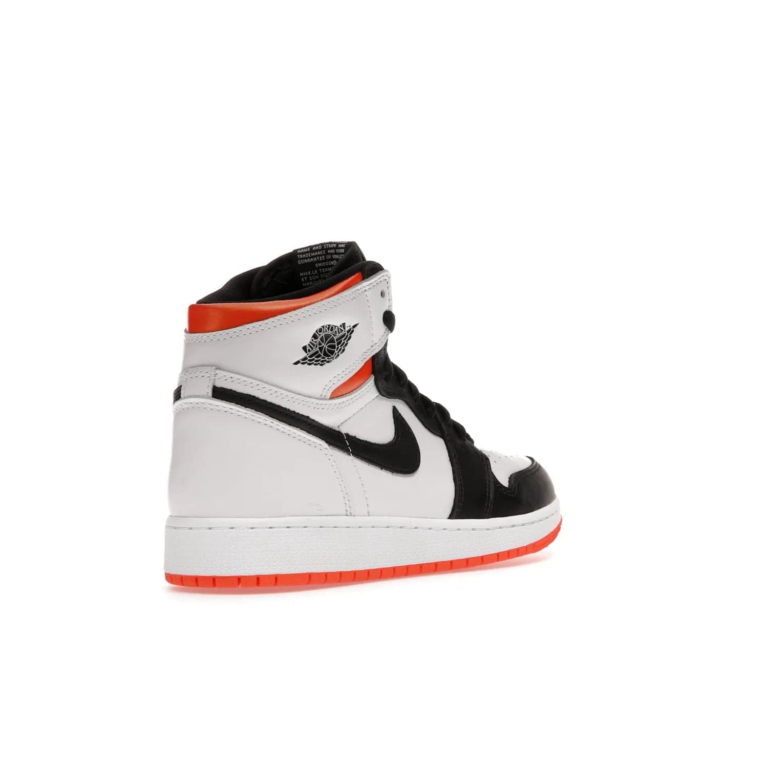 Jordan 1 High OG Electro Orange (GS) - Image 32 - Only at www.BallersClubKickz.com - The Air Jordan 1 High OG Electro Orange GS is the ideal shoe for kids on the go. Featuring white leather uppers, black overlays, and bright orange accents, it's sure to become a favorite. A great mix of classic style and vibrant colors, the shoe delivers air cushioning for comfort and hard orange rubber for grip. Release on July 17th, 2021. Get them a pair today.