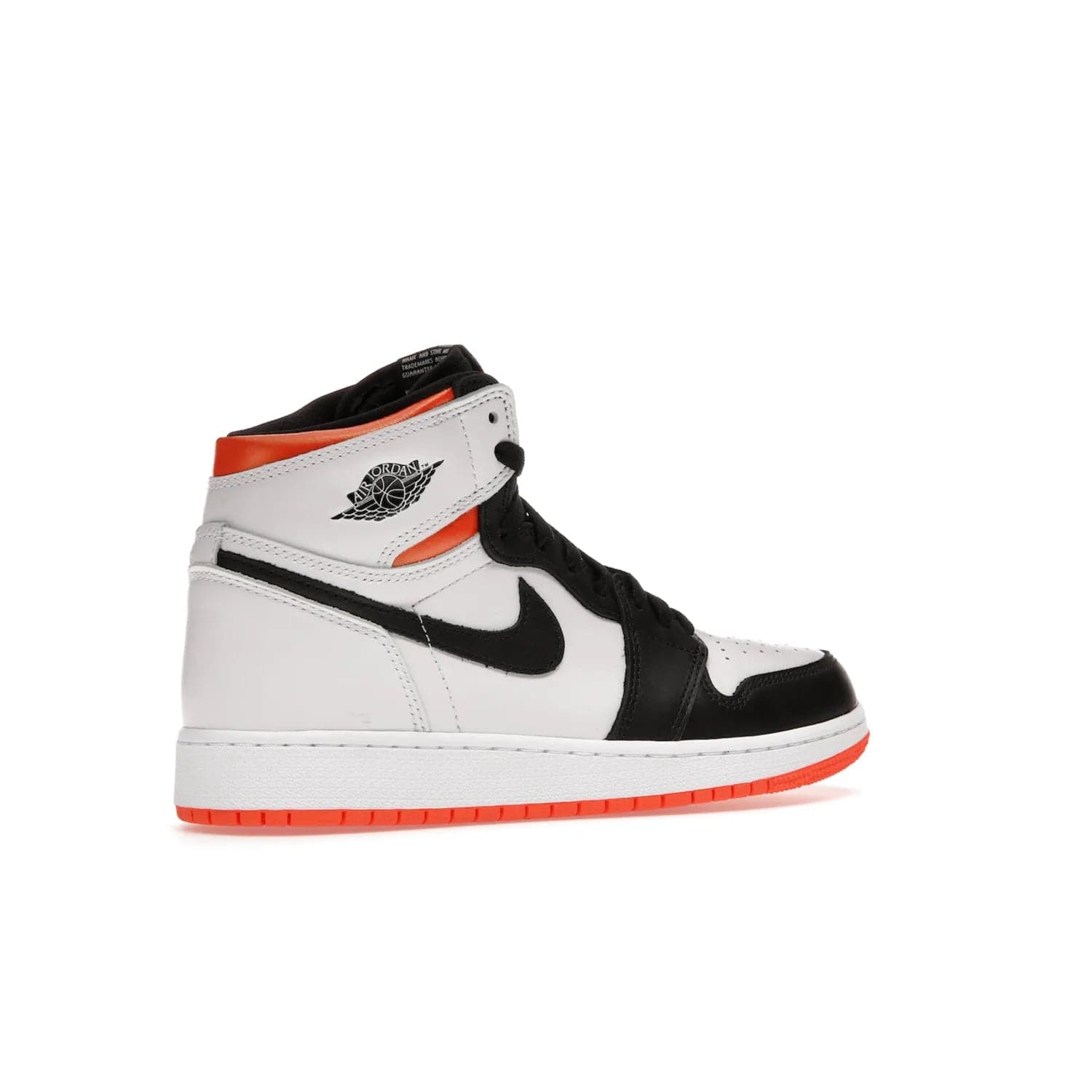 Jordan 1 High OG Electro Orange (GS) - Image 34 - Only at www.BallersClubKickz.com - The Air Jordan 1 High OG Electro Orange GS is the ideal shoe for kids on the go. Featuring white leather uppers, black overlays, and bright orange accents, it's sure to become a favorite. A great mix of classic style and vibrant colors, the shoe delivers air cushioning for comfort and hard orange rubber for grip. Release on July 17th, 2021. Get them a pair today.