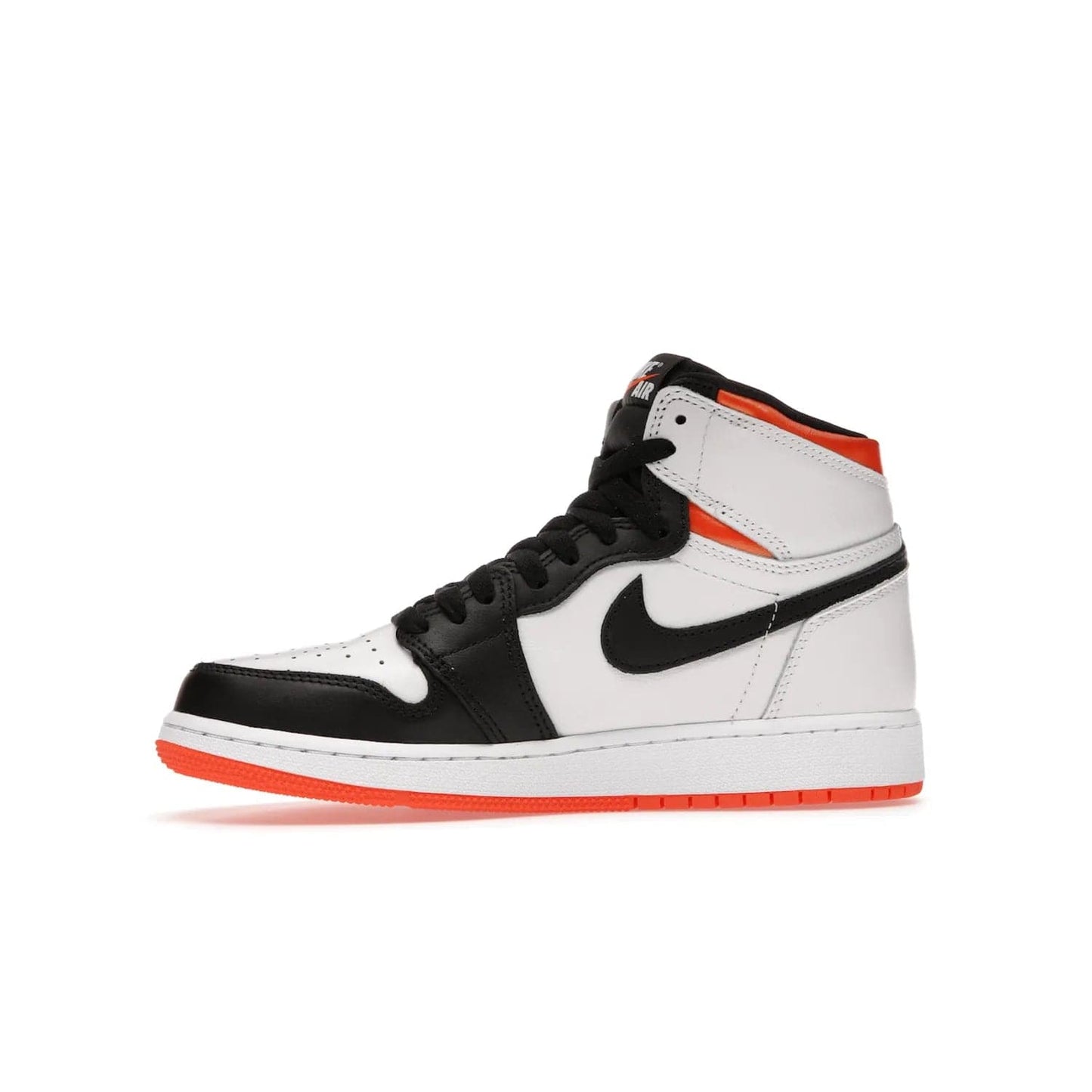 Jordan 1 High OG Electro Orange (GS) - Image 18 - Only at www.BallersClubKickz.com - The Air Jordan 1 High OG Electro Orange GS is the ideal shoe for kids on the go. Featuring white leather uppers, black overlays, and bright orange accents, it's sure to become a favorite. A great mix of classic style and vibrant colors, the shoe delivers air cushioning for comfort and hard orange rubber for grip. Release on July 17th, 2021. Get them a pair today.