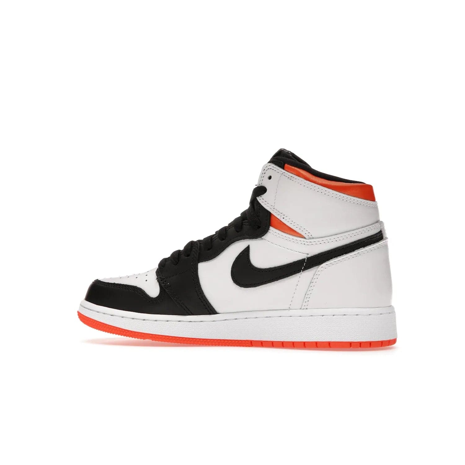 Jordan 1 High OG Electro Orange (GS) - Image 21 - Only at www.BallersClubKickz.com - The Air Jordan 1 High OG Electro Orange GS is the ideal shoe for kids on the go. Featuring white leather uppers, black overlays, and bright orange accents, it's sure to become a favorite. A great mix of classic style and vibrant colors, the shoe delivers air cushioning for comfort and hard orange rubber for grip. Release on July 17th, 2021. Get them a pair today.