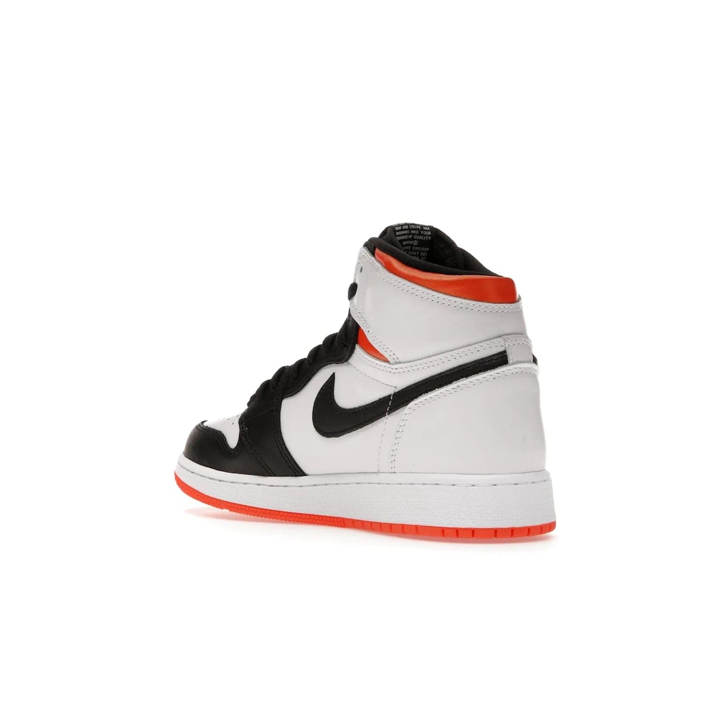 Jordan 1 High OG Electro Orange (GS) - Image 24 - Only at www.BallersClubKickz.com - The Air Jordan 1 High OG Electro Orange GS is the ideal shoe for kids on the go. Featuring white leather uppers, black overlays, and bright orange accents, it's sure to become a favorite. A great mix of classic style and vibrant colors, the shoe delivers air cushioning for comfort and hard orange rubber for grip. Release on July 17th, 2021. Get them a pair today.
