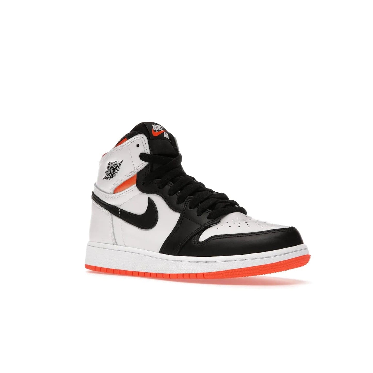 Jordan 1 High OG Electro Orange (GS) - Image 5 - Only at www.BallersClubKickz.com - The Air Jordan 1 High OG Electro Orange GS is the ideal shoe for kids on the go. Featuring white leather uppers, black overlays, and bright orange accents, it's sure to become a favorite. A great mix of classic style and vibrant colors, the shoe delivers air cushioning for comfort and hard orange rubber for grip. Release on July 17th, 2021. Get them a pair today.