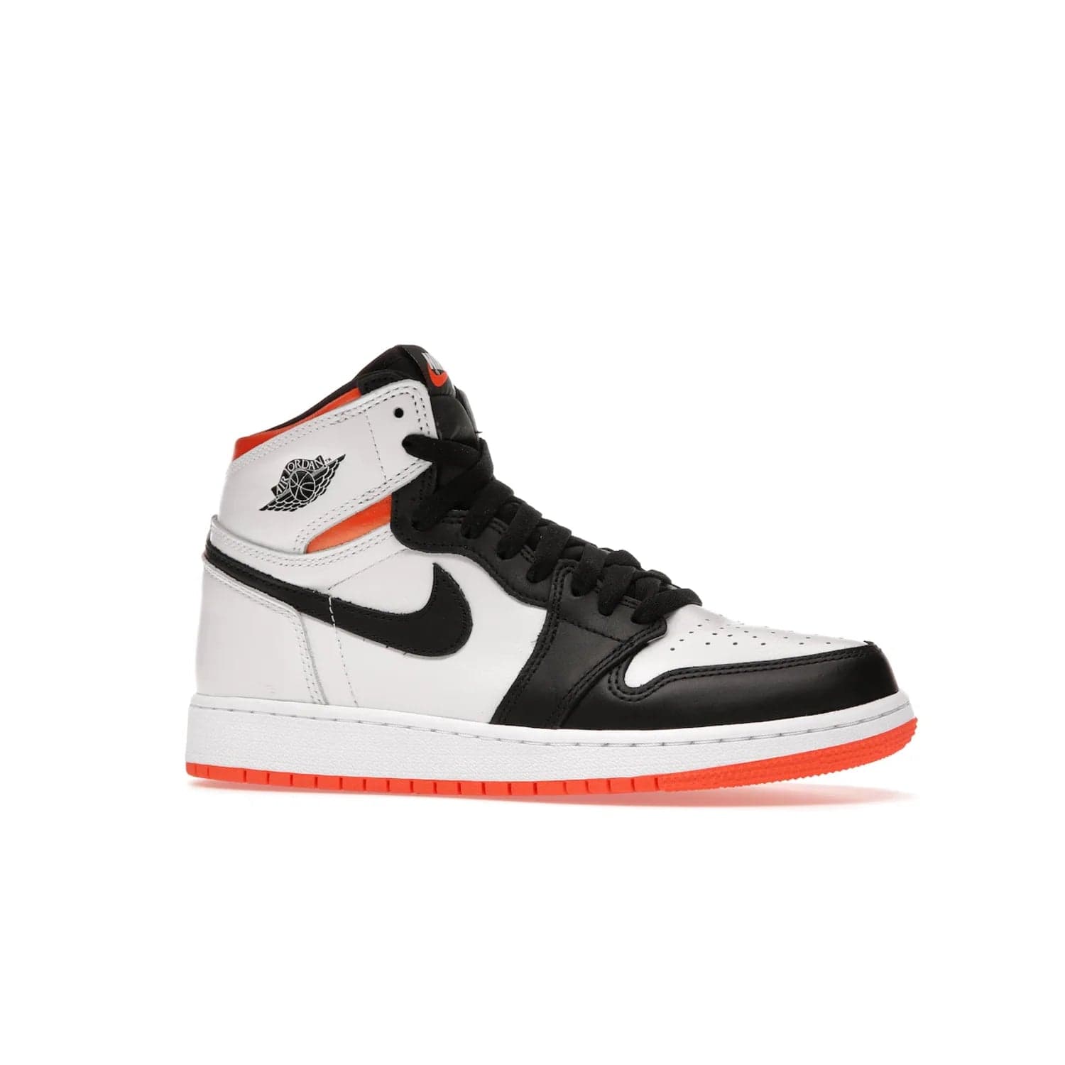 Jordan 1 High OG Electro Orange (GS) - Image 3 - Only at www.BallersClubKickz.com - The Air Jordan 1 High OG Electro Orange GS is the ideal shoe for kids on the go. Featuring white leather uppers, black overlays, and bright orange accents, it's sure to become a favorite. A great mix of classic style and vibrant colors, the shoe delivers air cushioning for comfort and hard orange rubber for grip. Release on July 17th, 2021. Get them a pair today.