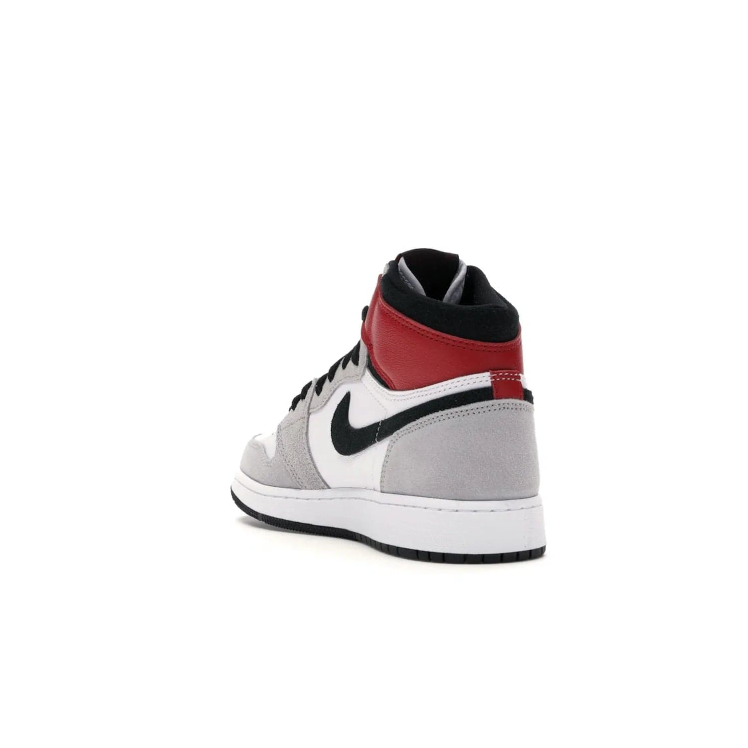Jordan 1 Retro High Light Smoke Grey (GS) - Image 25 - Only at www.BallersClubKickz.com - Jordan 1 Retro High Light Smoke Grey (GS) features shades of grey, black, and Varsity Red with a bold silhouette. Premium white leather and suede overlays create a unique look. Released July 2020, offering style and performance. Perfect sneaker for any collector or fan.