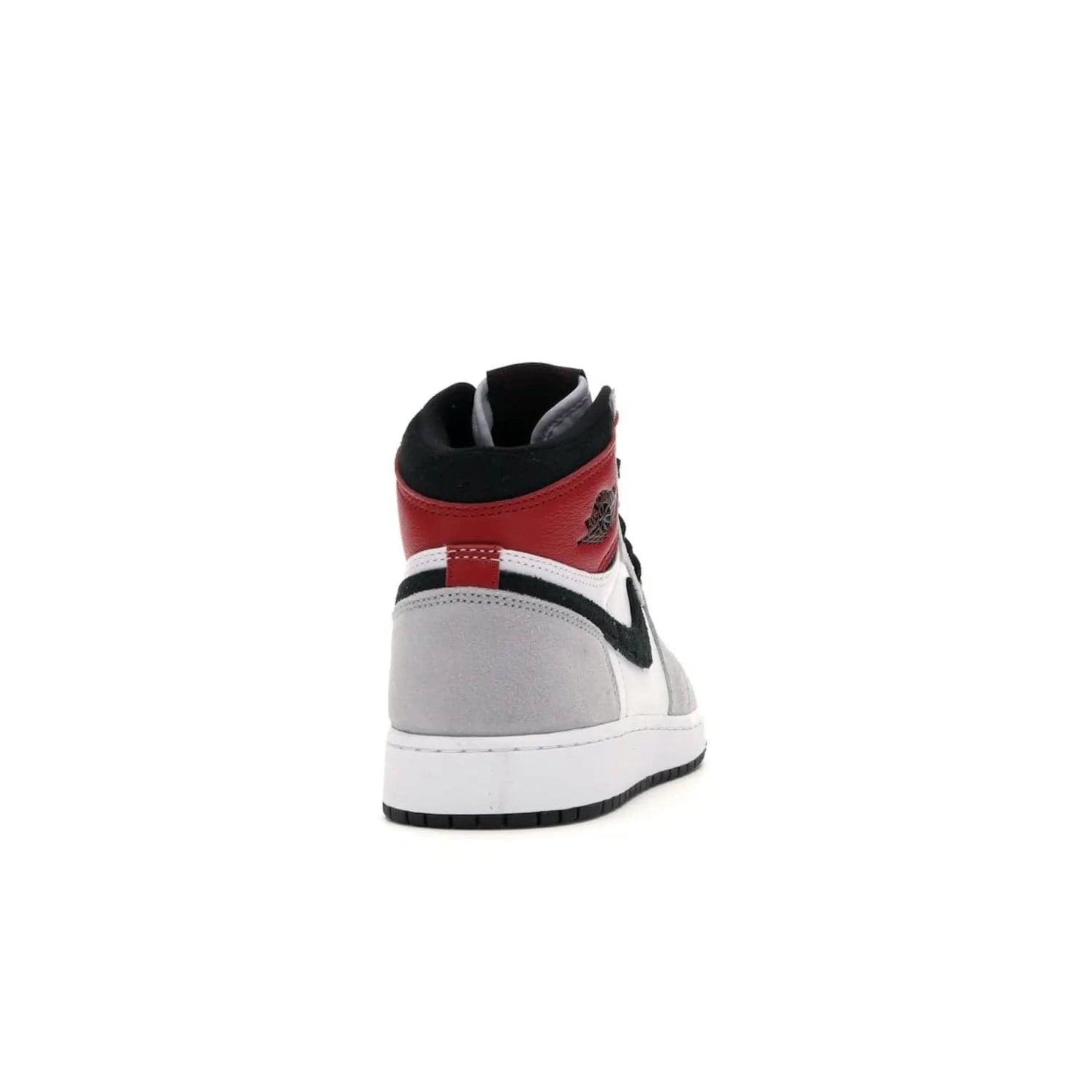 Jordan 1 Retro High Light Smoke Grey (GS) - Image 29 - Only at www.BallersClubKickz.com - Jordan 1 Retro High Light Smoke Grey (GS) features shades of grey, black, and Varsity Red with a bold silhouette. Premium white leather and suede overlays create a unique look. Released July 2020, offering style and performance. Perfect sneaker for any collector or fan.
