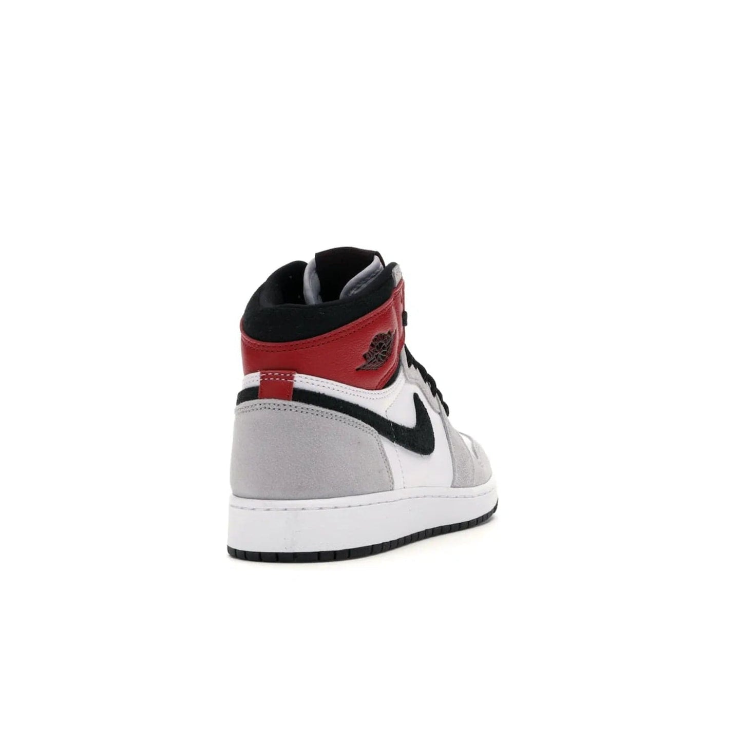 Jordan 1 Retro High Light Smoke Grey (GS) - Image 30 - Only at www.BallersClubKickz.com - Jordan 1 Retro High Light Smoke Grey (GS) features shades of grey, black, and Varsity Red with a bold silhouette. Premium white leather and suede overlays create a unique look. Released July 2020, offering style and performance. Perfect sneaker for any collector or fan.