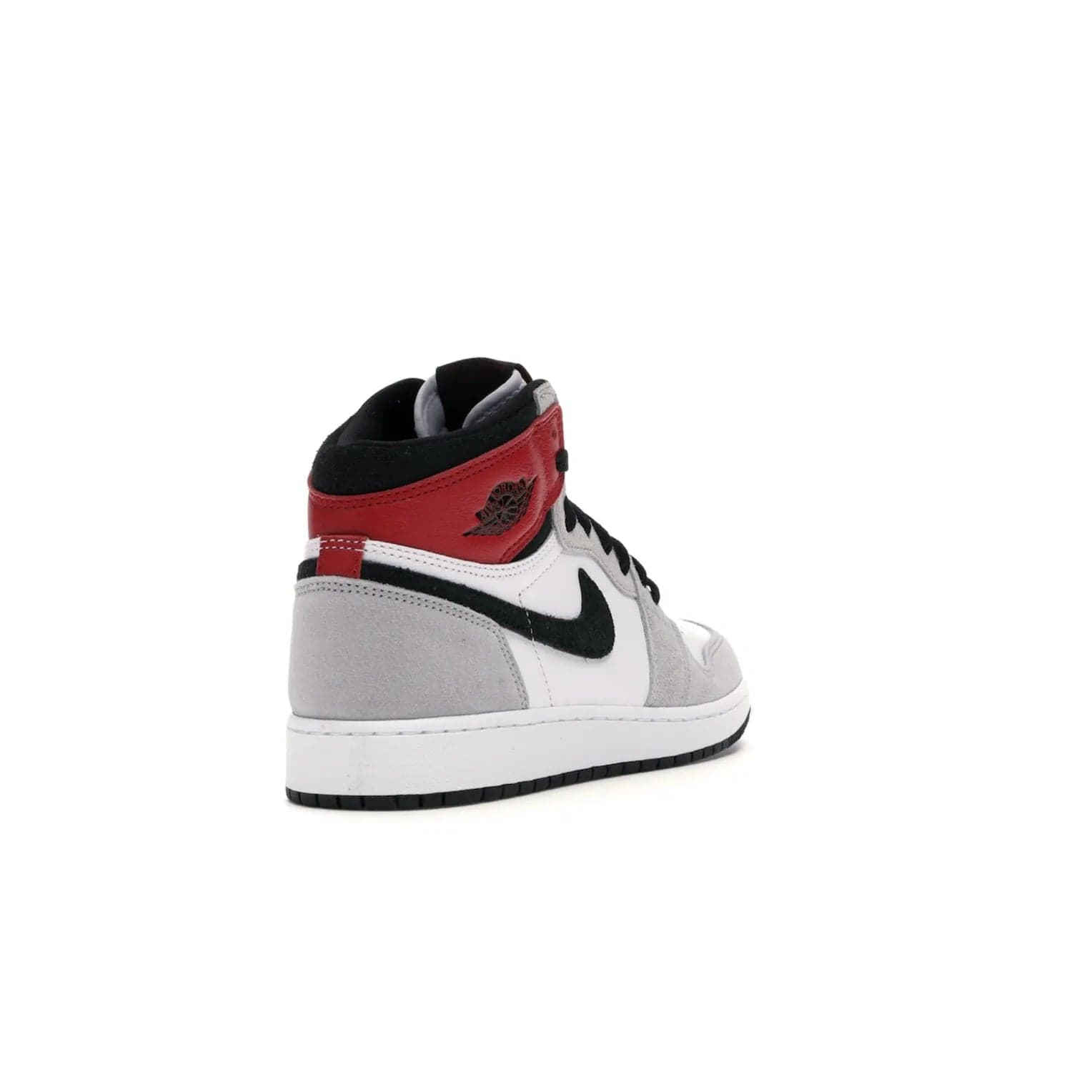 Jordan 1 Retro High Light Smoke Grey (GS) - Image 31 - Only at www.BallersClubKickz.com - Jordan 1 Retro High Light Smoke Grey (GS) features shades of grey, black, and Varsity Red with a bold silhouette. Premium white leather and suede overlays create a unique look. Released July 2020, offering style and performance. Perfect sneaker for any collector or fan.
