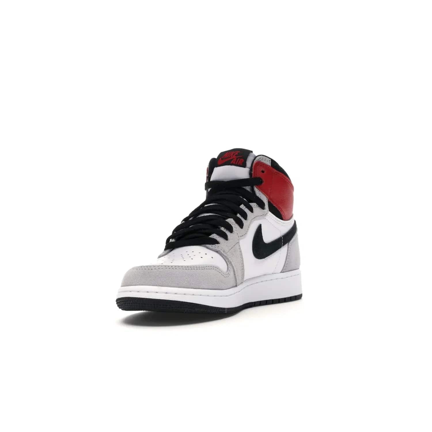 Jordan 1 Retro High Light Smoke Grey (GS) - Image 13 - Only at www.BallersClubKickz.com - Jordan 1 Retro High Light Smoke Grey (GS) features shades of grey, black, and Varsity Red with a bold silhouette. Premium white leather and suede overlays create a unique look. Released July 2020, offering style and performance. Perfect sneaker for any collector or fan.