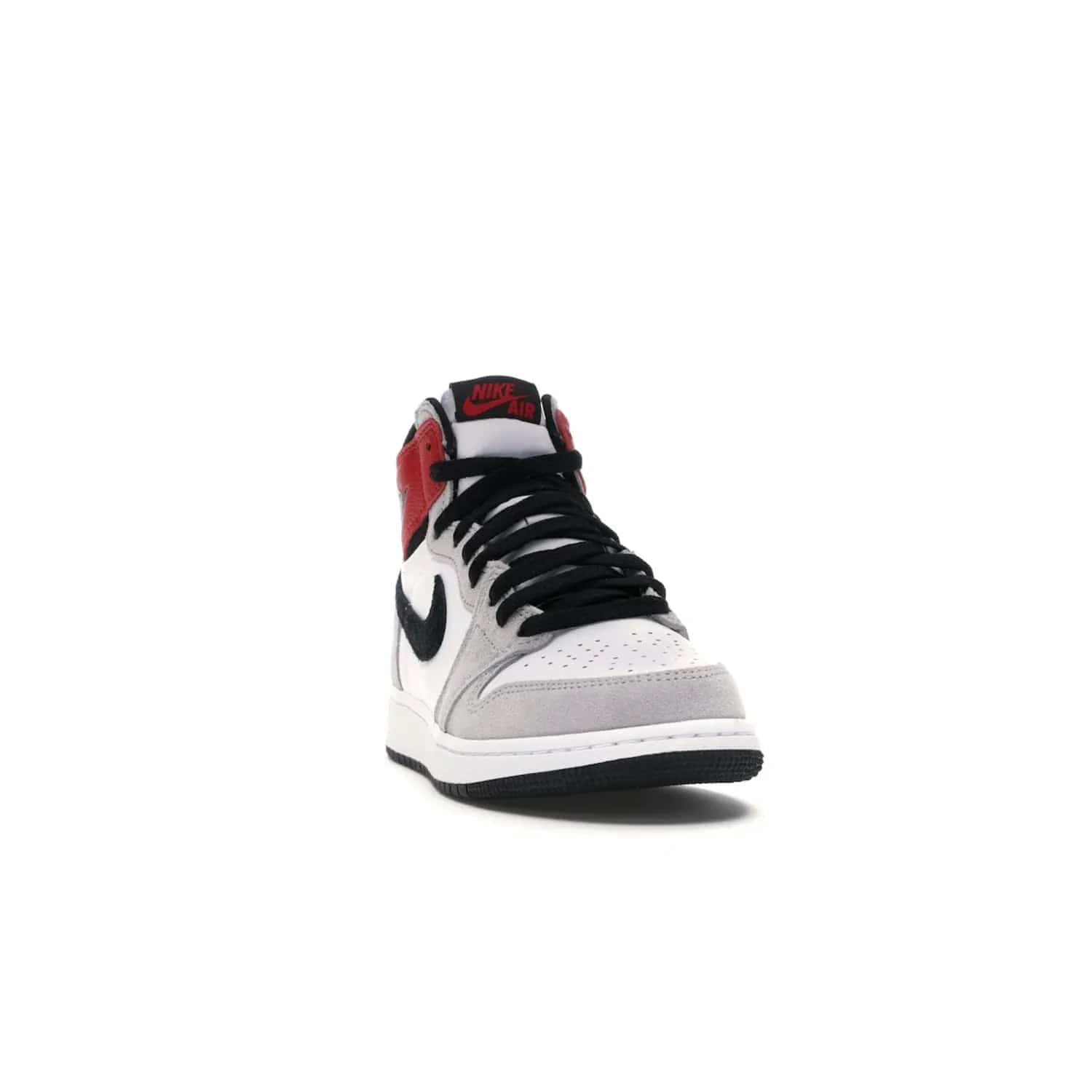 Jordan 1 Retro High Light Smoke Grey (GS) - Image 8 - Only at www.BallersClubKickz.com - Jordan 1 Retro High Light Smoke Grey (GS) features shades of grey, black, and Varsity Red with a bold silhouette. Premium white leather and suede overlays create a unique look. Released July 2020, offering style and performance. Perfect sneaker for any collector or fan.