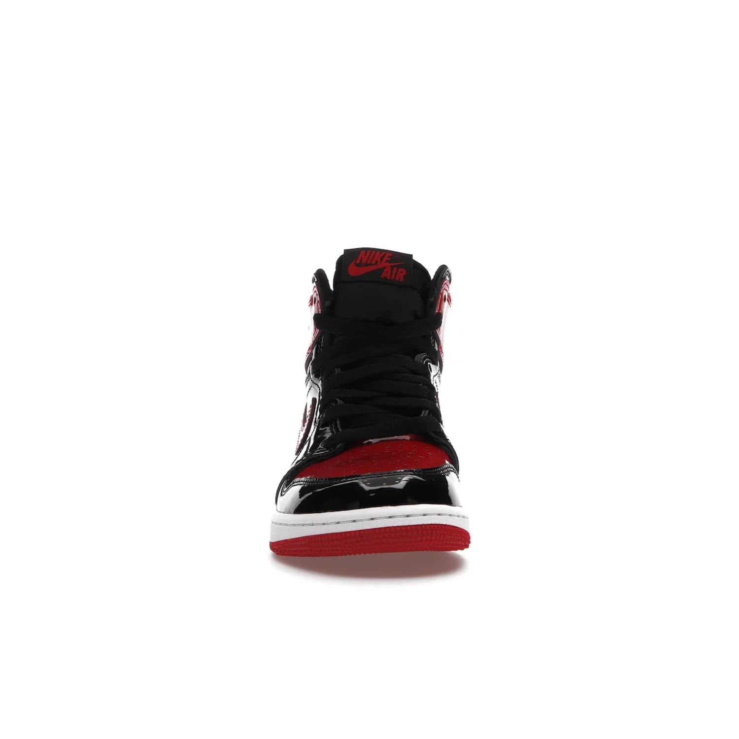 Jordan 1 Retro High OG Patent Bred (GS) - Image 10 - Only at www.BallersClubKickz.com - Upgrade your sneaker game with the iconic Air Jordan 1 Retro High OG Bred Patent GS. Crafted with premium patent leather and basketball-inspired details for a classic look, they also feature an encapsulated Air-sole cushioning and enhanced red rubber outsole. Don't miss this timeless sneaker with a striking black, white, and varsity red colorway, dropping December 2021.