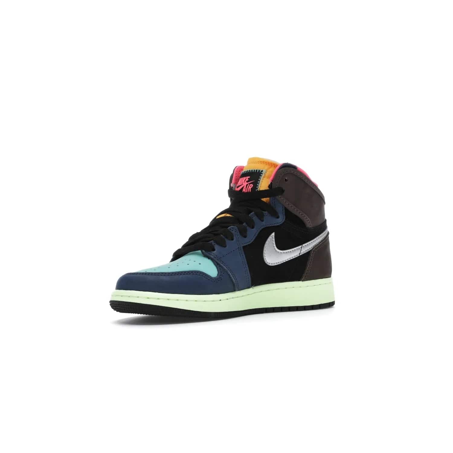 Jordan 1 Retro High Tokyo Bio Hack (GS) - Image 15 - Only at www.BallersClubKickz.com - One-of-a-kind design featuring black, brown, orange & pink. Light blue tones, laser orange & racer pink. Silvery Nike "Swoosh". Released Sept 2020, must-have for collectors.