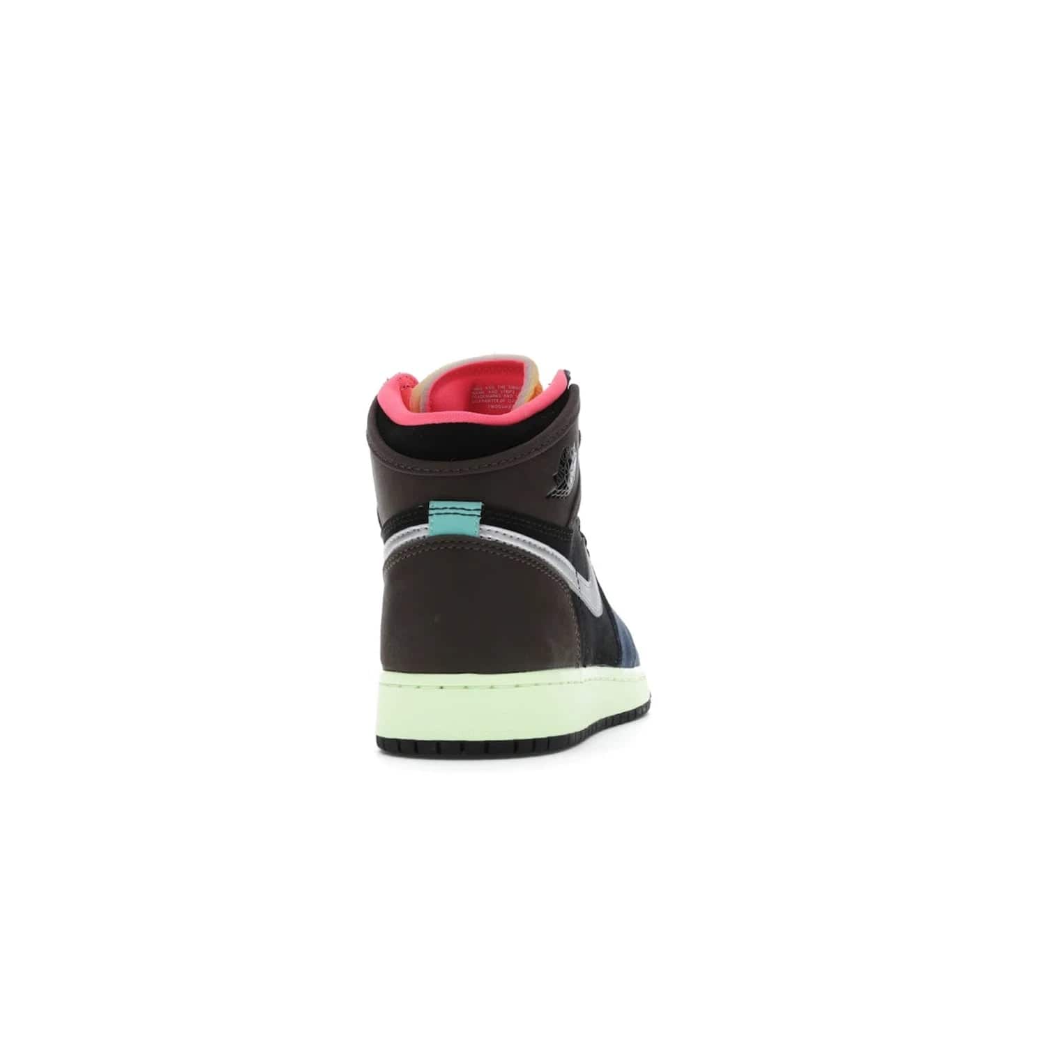 Jordan 1 Retro High Tokyo Bio Hack (GS) - Image 29 - Only at www.BallersClubKickz.com - One-of-a-kind design featuring black, brown, orange & pink. Light blue tones, laser orange & racer pink. Silvery Nike "Swoosh". Released Sept 2020, must-have for collectors.