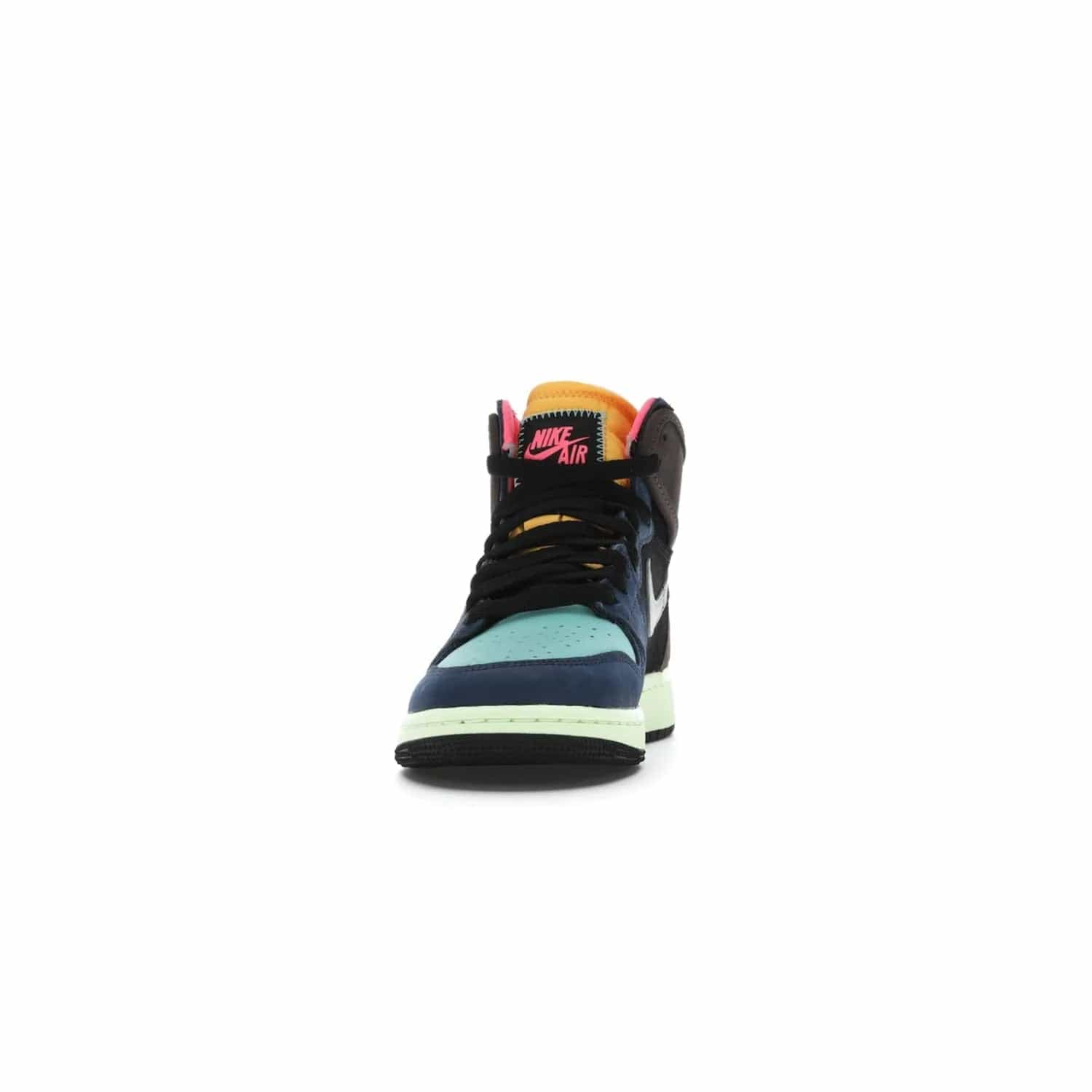 Jordan 1 Retro High Tokyo Bio Hack (GS) - Image 11 - Only at www.BallersClubKickz.com - One-of-a-kind design featuring black, brown, orange & pink. Light blue tones, laser orange & racer pink. Silvery Nike "Swoosh". Released Sept 2020, must-have for collectors.