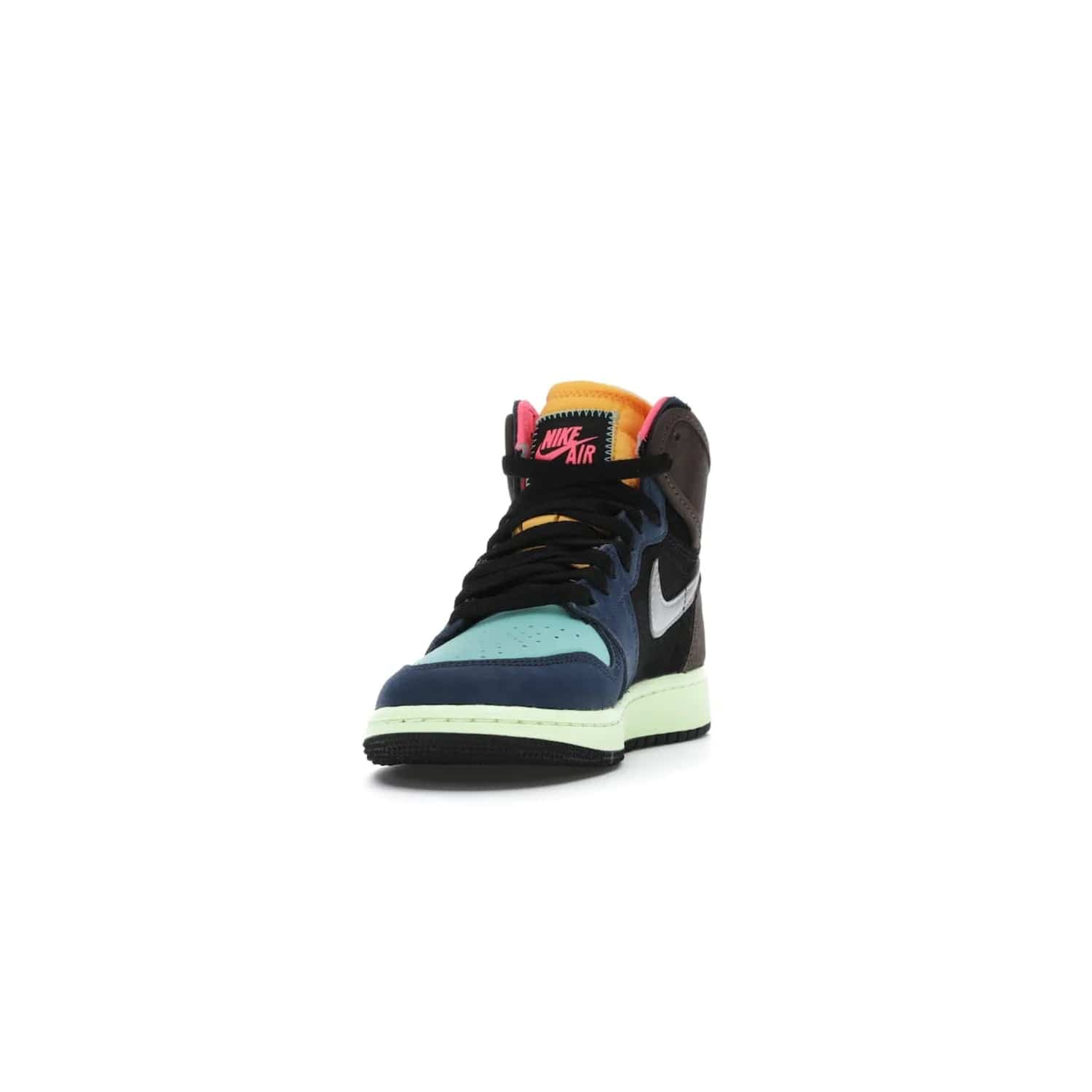 Jordan 1 Retro High Tokyo Bio Hack (GS) - Image 12 - Only at www.BallersClubKickz.com - One-of-a-kind design featuring black, brown, orange & pink. Light blue tones, laser orange & racer pink. Silvery Nike "Swoosh". Released Sept 2020, must-have for collectors.