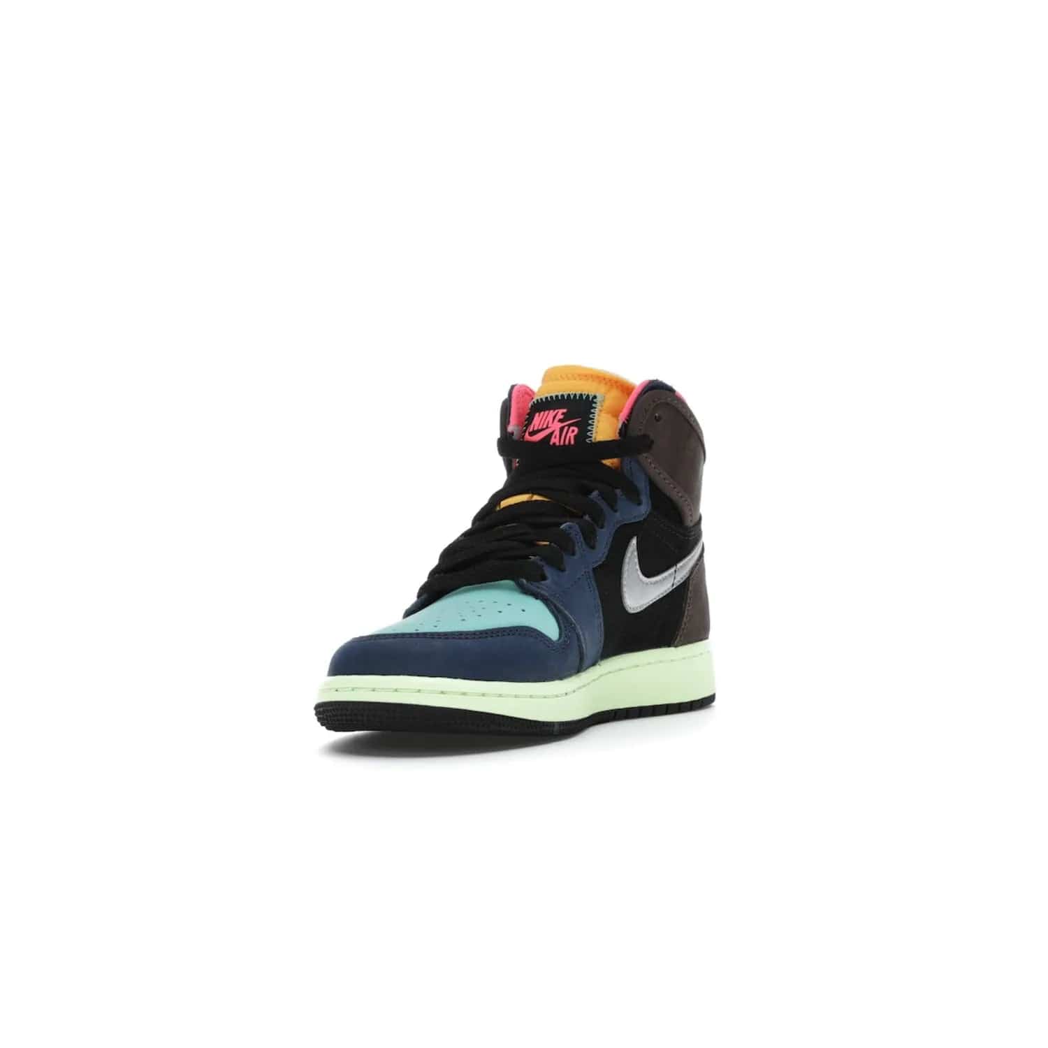 Jordan 1 Retro High Tokyo Bio Hack (GS) - Image 13 - Only at www.BallersClubKickz.com - One-of-a-kind design featuring black, brown, orange & pink. Light blue tones, laser orange & racer pink. Silvery Nike "Swoosh". Released Sept 2020, must-have for collectors.