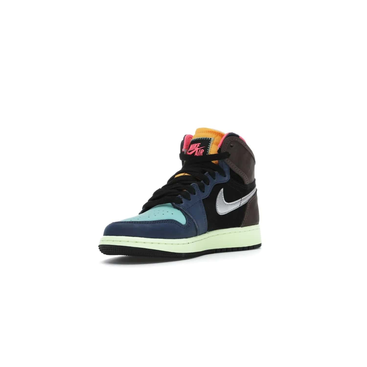 Jordan 1 Retro High Tokyo Bio Hack (GS) - Image 14 - Only at www.BallersClubKickz.com - One-of-a-kind design featuring black, brown, orange & pink. Light blue tones, laser orange & racer pink. Silvery Nike "Swoosh". Released Sept 2020, must-have for collectors.