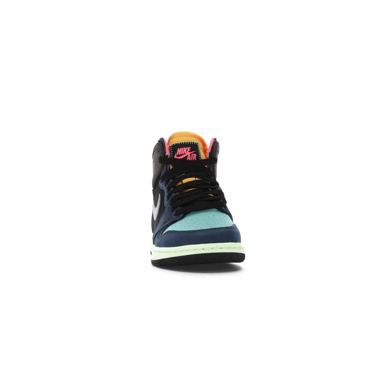 Jordan 1 Retro High Tokyo Bio Hack (GS) - Image 9 - Only at www.BallersClubKickz.com - One-of-a-kind design featuring black, brown, orange & pink. Light blue tones, laser orange & racer pink. Silvery Nike "Swoosh". Released Sept 2020, must-have for collectors.