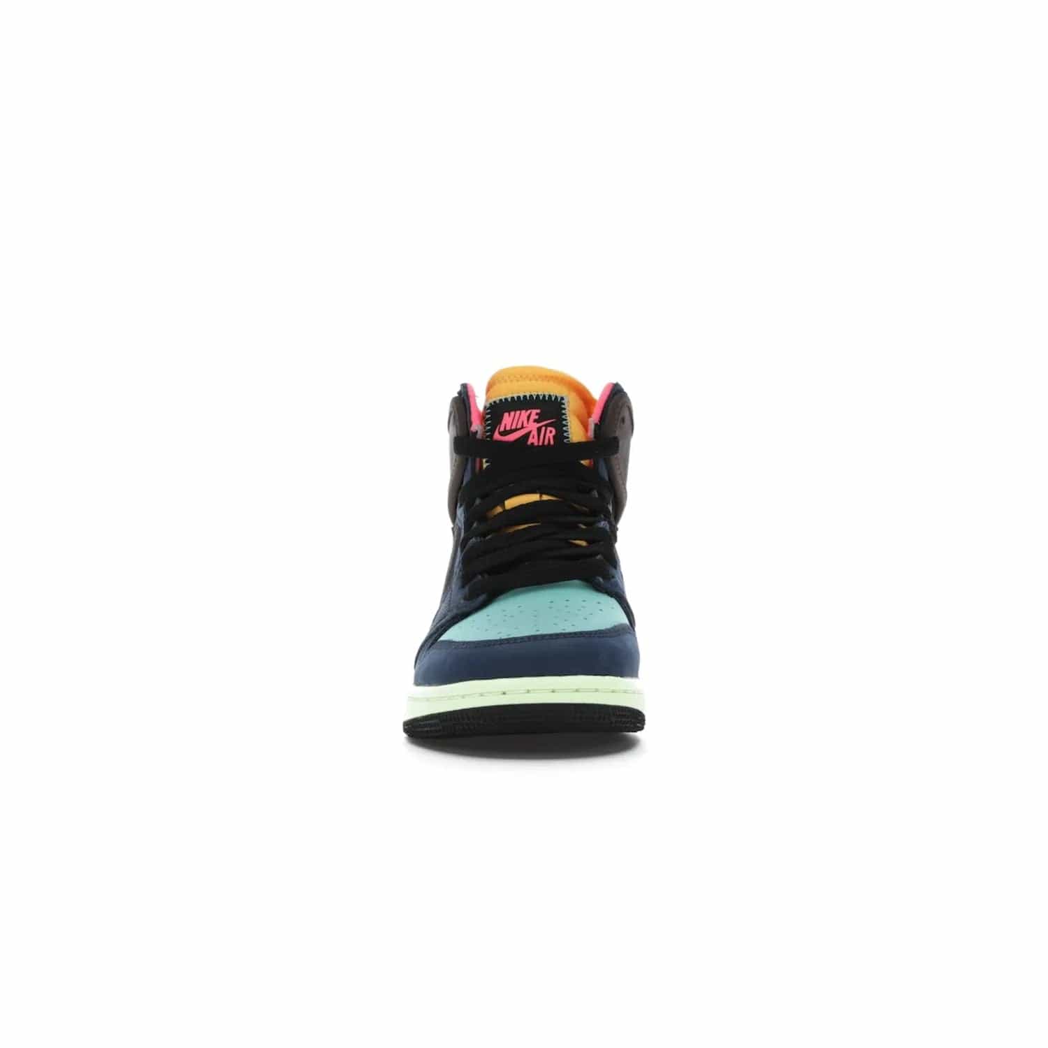 Jordan 1 Retro High Tokyo Bio Hack (GS) - Image 10 - Only at www.BallersClubKickz.com - One-of-a-kind design featuring black, brown, orange & pink. Light blue tones, laser orange & racer pink. Silvery Nike "Swoosh". Released Sept 2020, must-have for collectors.