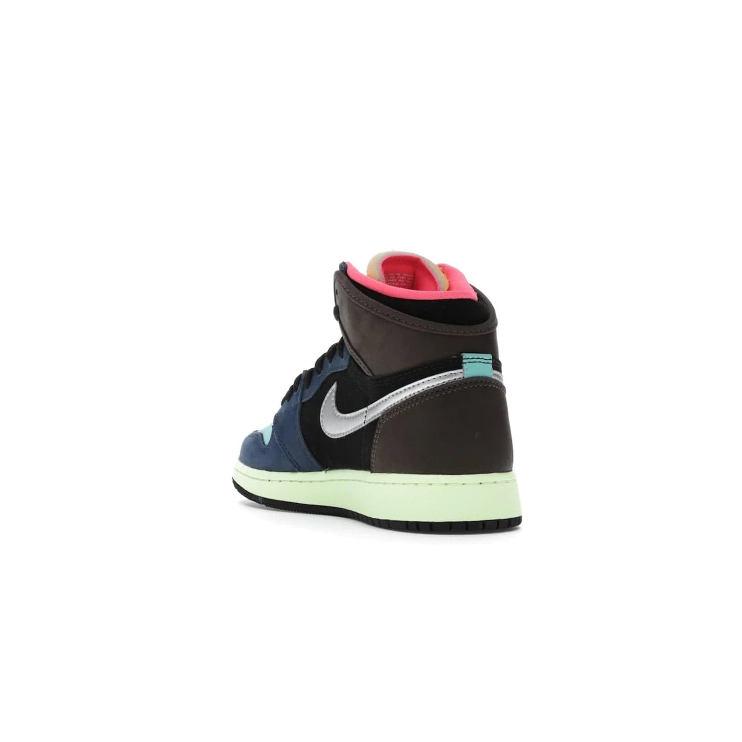 Jordan 1 Retro High Tokyo Bio Hack (GS) - Image 25 - Only at www.BallersClubKickz.com - One-of-a-kind design featuring black, brown, orange & pink. Light blue tones, laser orange & racer pink. Silvery Nike "Swoosh". Released Sept 2020, must-have for collectors.