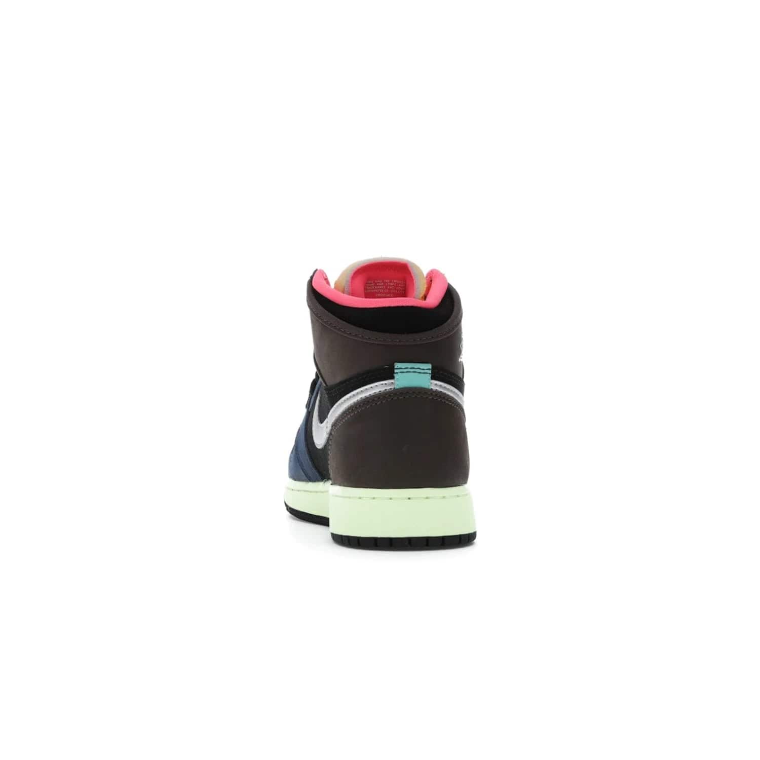 Jordan 1 Retro High Tokyo Bio Hack (GS) - Image 27 - Only at www.BallersClubKickz.com - One-of-a-kind design featuring black, brown, orange & pink. Light blue tones, laser orange & racer pink. Silvery Nike "Swoosh". Released Sept 2020, must-have for collectors.