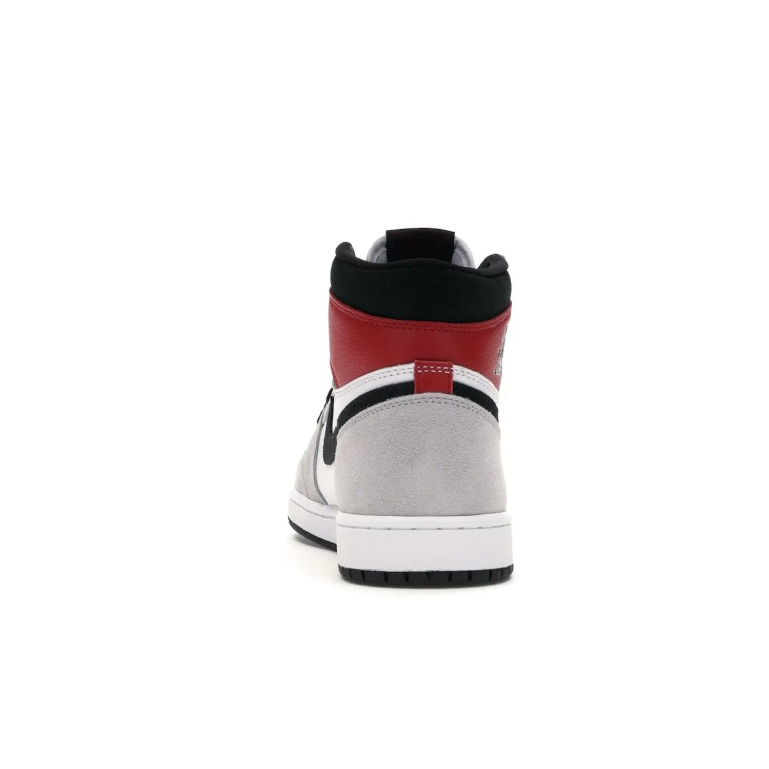 Jordan 1 Retro High Light Smoke Grey - Image 27 - Only at www.BallersClubKickz.com - Comfortable and stylish, Jordan 1 Retro High Light Smoke Grey offers a unique spin on a classic design. White leather, grey suede, red leather and black details are set on a white midsole and black outsole. Get the sneaker released in July 2020 and add a twist to your wardrobe.