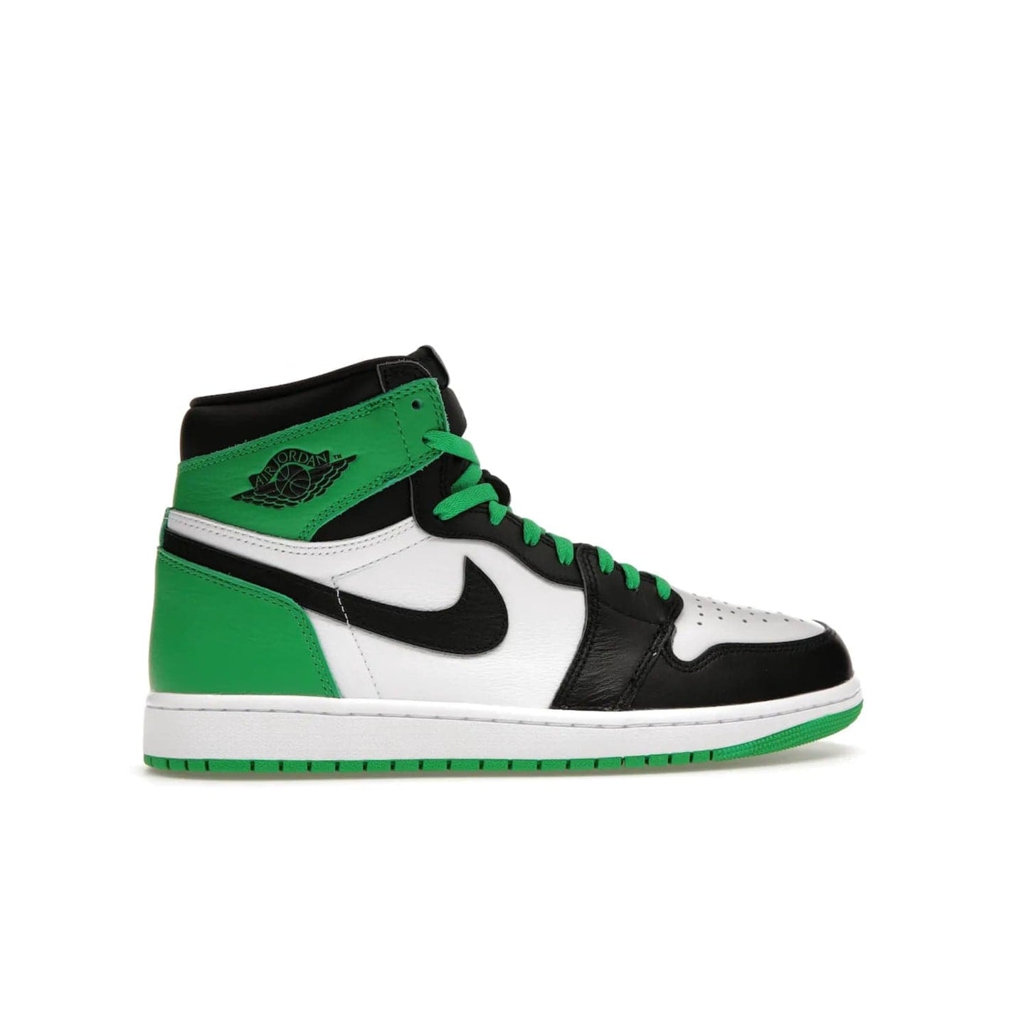 Jordan 1 Retro High OG Lucky Green - Image 36 - Only at www.BallersClubKickz.com - Experience luck with the release of the Air Jordan 1 Retro High OG Lucky Green. A leather upper with black, white and signature green accents hits the mark. Nike branding in Lucky Green and laces complete the look. Get lucky April 15, 2023.
