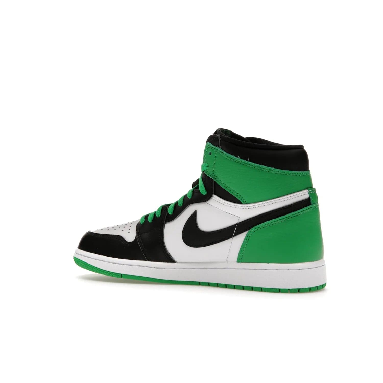 Jordan 1 Retro High OG Lucky Green - Image 22 - Only at www.BallersClubKickz.com - Experience luck with the release of the Air Jordan 1 Retro High OG Lucky Green. A leather upper with black, white and signature green accents hits the mark. Nike branding in Lucky Green and laces complete the look. Get lucky April 15, 2023.