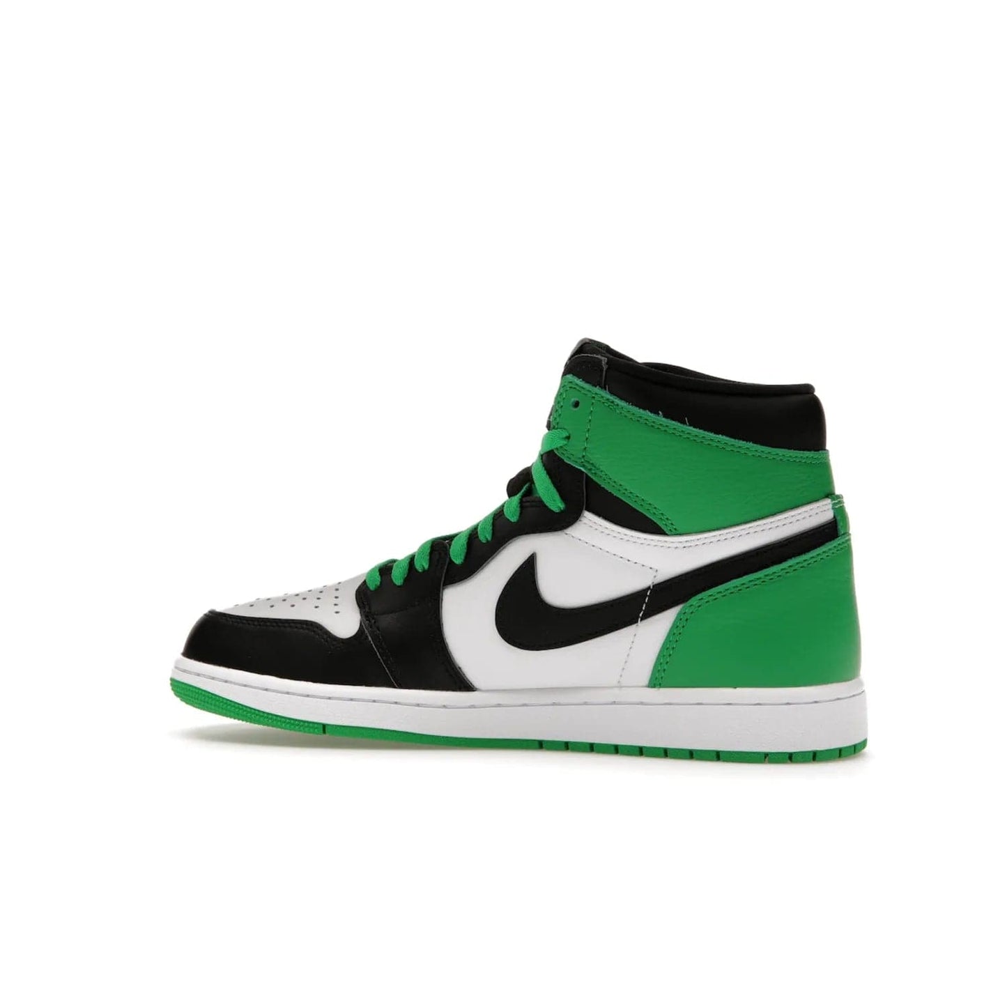 Jordan 1 Retro High OG Lucky Green - Image 21 - Only at www.BallersClubKickz.com - Experience luck with the release of the Air Jordan 1 Retro High OG Lucky Green. A leather upper with black, white and signature green accents hits the mark. Nike branding in Lucky Green and laces complete the look. Get lucky April 15, 2023.