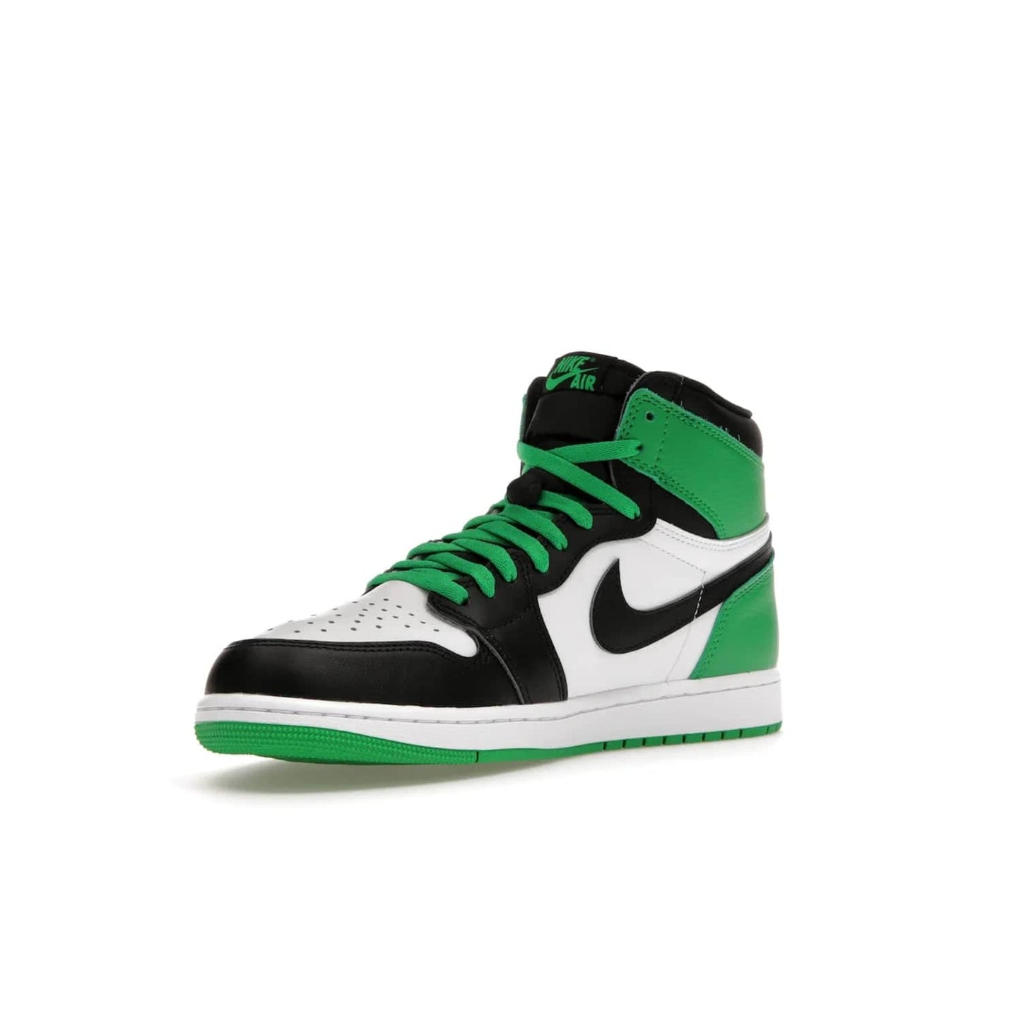 Jordan 1 Retro High OG Lucky Green - Image 15 - Only at www.BallersClubKickz.com - Experience luck with the release of the Air Jordan 1 Retro High OG Lucky Green. A leather upper with black, white and signature green accents hits the mark. Nike branding in Lucky Green and laces complete the look. Get lucky April 15, 2023.