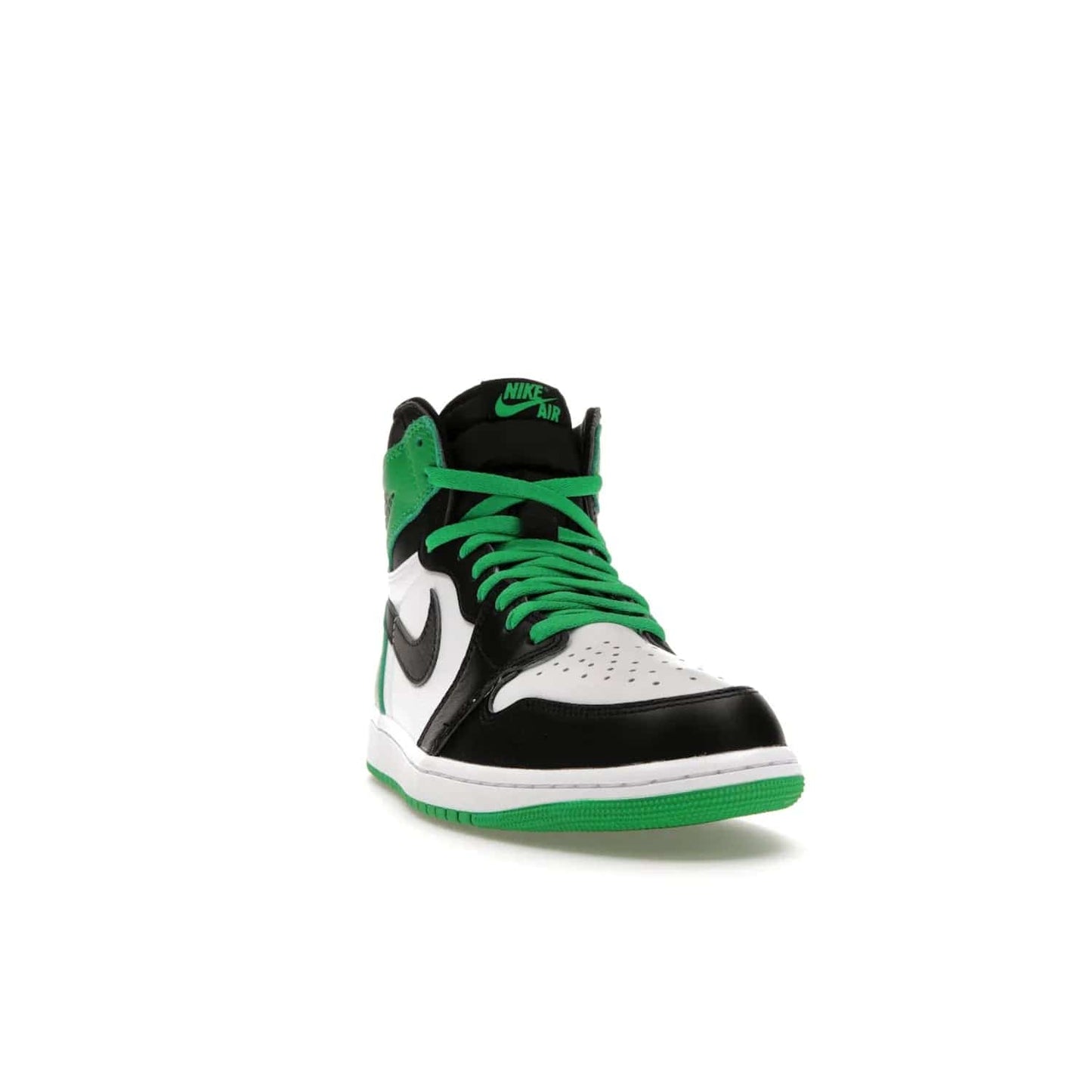 Jordan 1 Retro High OG Lucky Green - Image 8 - Only at www.BallersClubKickz.com - Experience luck with the release of the Air Jordan 1 Retro High OG Lucky Green. A leather upper with black, white and signature green accents hits the mark. Nike branding in Lucky Green and laces complete the look. Get lucky April 15, 2023.