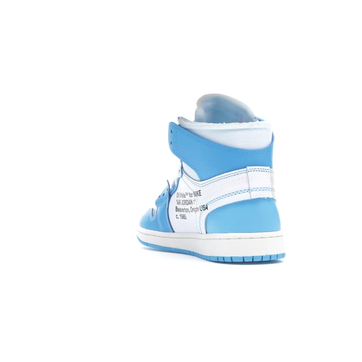 Jordan 1 Retro High Off-White University Blue - Image 26 - Only at www.BallersClubKickz.com - Classic Jordan 1 Retro High "Off-White UNC" sneakers meld style and comfort. Boasting deconstructed white and blue leather, Off-White detailing, and a white, dark powder blue and cone colorway, these sneakers are perfect for dressing up or down. Get the iconic Off-White Jordan 1's and upgrade your look.