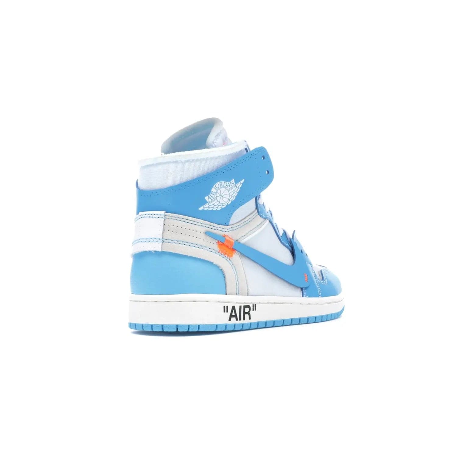 Jordan 1 Retro High Off-White University Blue - Image 32 - Only at www.BallersClubKickz.com - Classic Jordan 1 Retro High "Off-White UNC" sneakers meld style and comfort. Boasting deconstructed white and blue leather, Off-White detailing, and a white, dark powder blue and cone colorway, these sneakers are perfect for dressing up or down. Get the iconic Off-White Jordan 1's and upgrade your look.