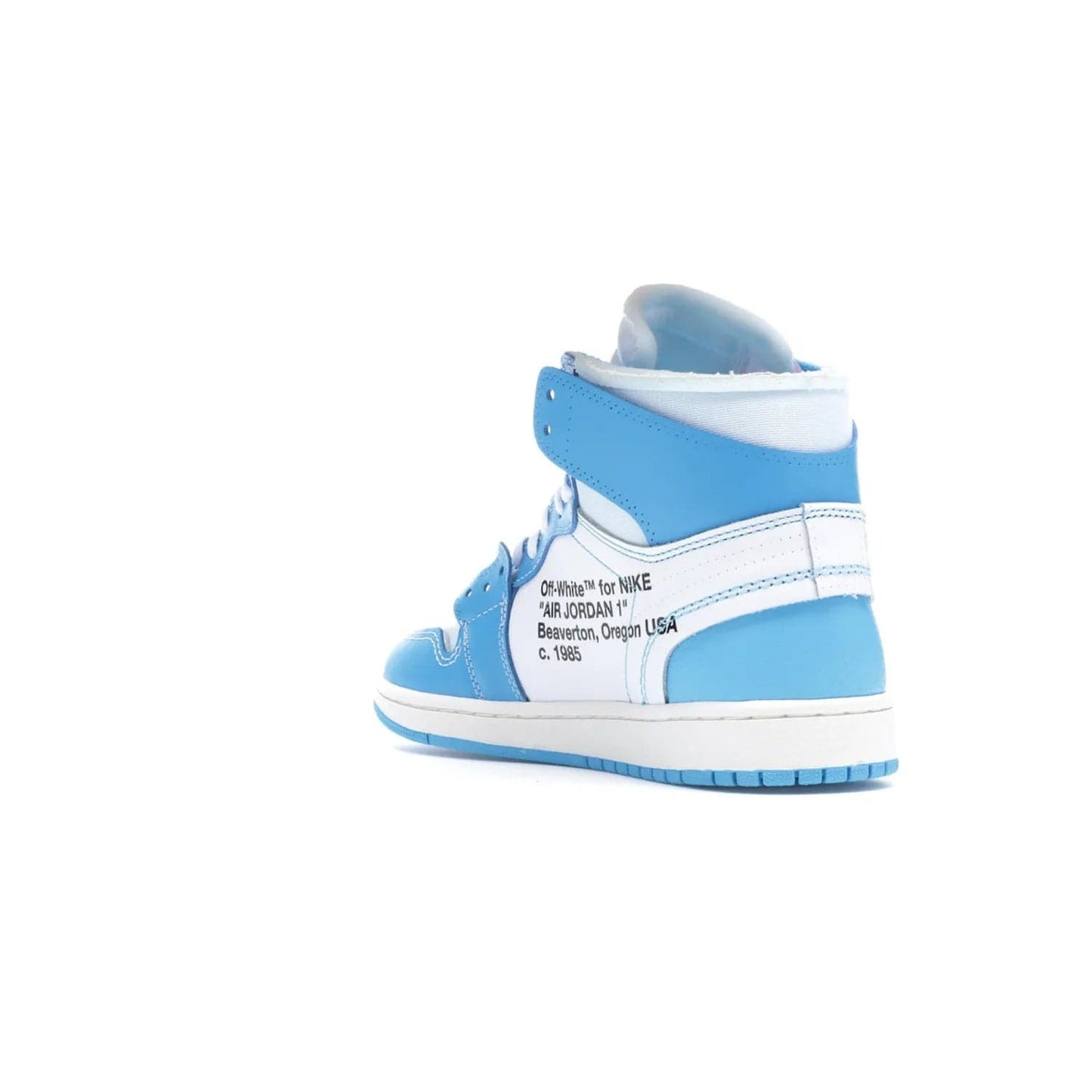 Jordan 1 Retro High Off-White University Blue - Image 25 - Only at www.BallersClubKickz.com - Classic Jordan 1 Retro High "Off-White UNC" sneakers meld style and comfort. Boasting deconstructed white and blue leather, Off-White detailing, and a white, dark powder blue and cone colorway, these sneakers are perfect for dressing up or down. Get the iconic Off-White Jordan 1's and upgrade your look.