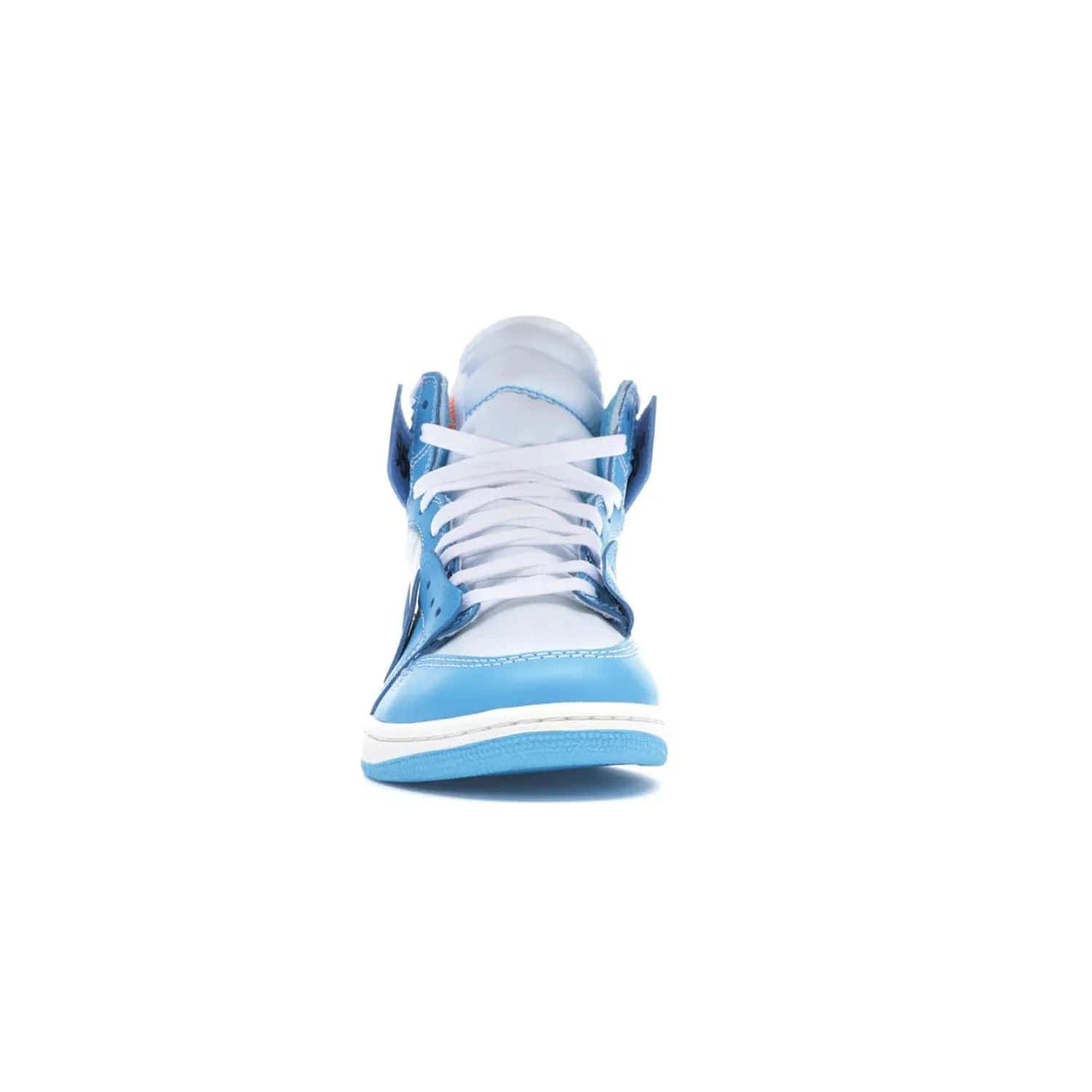 Jordan 1 Retro High Off-White University Blue - Image 10 - Only at www.BallersClubKickz.com - Classic Jordan 1 Retro High "Off-White UNC" sneakers meld style and comfort. Boasting deconstructed white and blue leather, Off-White detailing, and a white, dark powder blue and cone colorway, these sneakers are perfect for dressing up or down. Get the iconic Off-White Jordan 1's and upgrade your look.