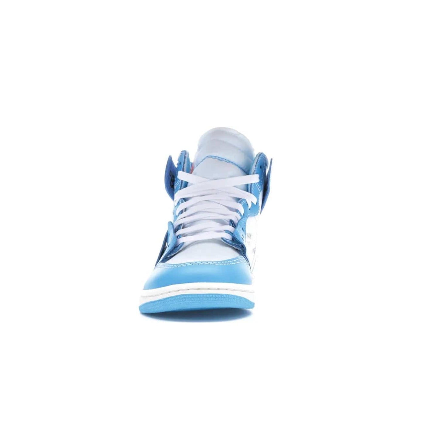 Jordan 1 Retro High Off-White University Blue - Image 11 - Only at www.BallersClubKickz.com - Classic Jordan 1 Retro High "Off-White UNC" sneakers meld style and comfort. Boasting deconstructed white and blue leather, Off-White detailing, and a white, dark powder blue and cone colorway, these sneakers are perfect for dressing up or down. Get the iconic Off-White Jordan 1's and upgrade your look.