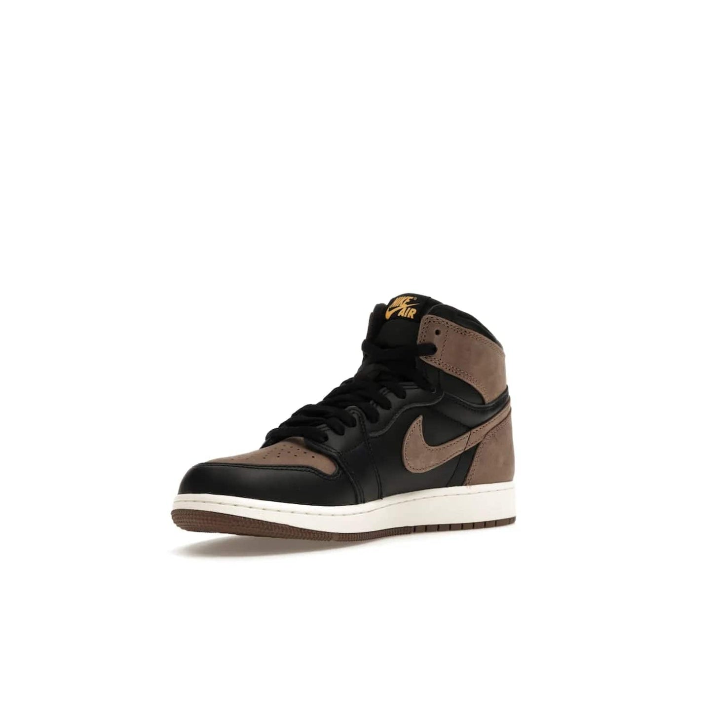 Jordan 1 Retro High OG Palomino (GS) - Image 15 - Only at www.BallersClubKickz.com - Introducing the luxurious Jordan 1 Retro High OG Palomino (GS). Featuring black leather with metallic gold and palomino accents, this sneaker is perfect for any occasion. Grab yours when they release on September 2nd of 2023.