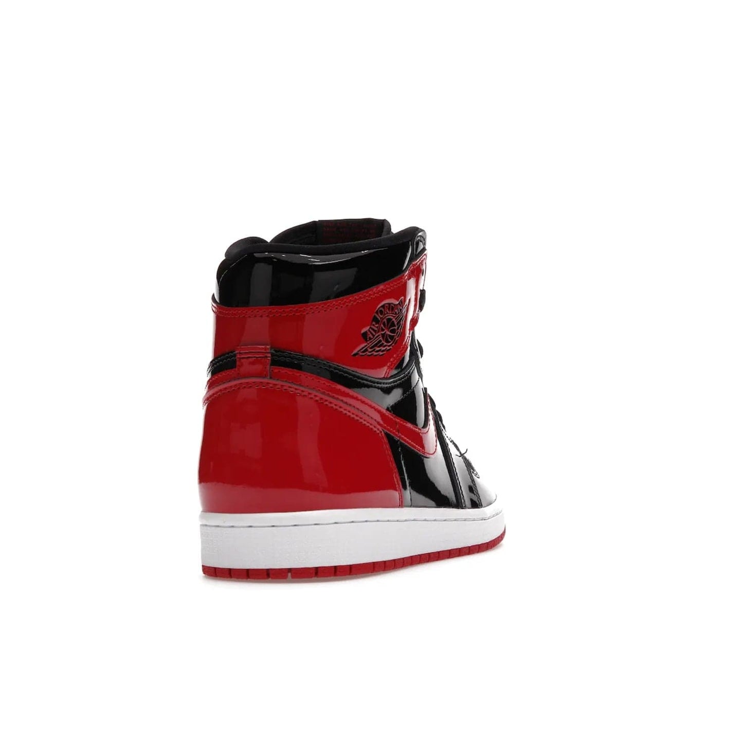 Jordan 1 Retro High OG Patent Bred - Image 30 - Only at www.BallersClubKickz.com - Introducing Air Jordan 1 Retro High OG Patent Bred - sleek patent leather upper, signature weaved Nike Air tongue and classic Wings logo on collar. Red and white sole complete signature look. Releasing December 2021 - perfect retro edition for holidays.