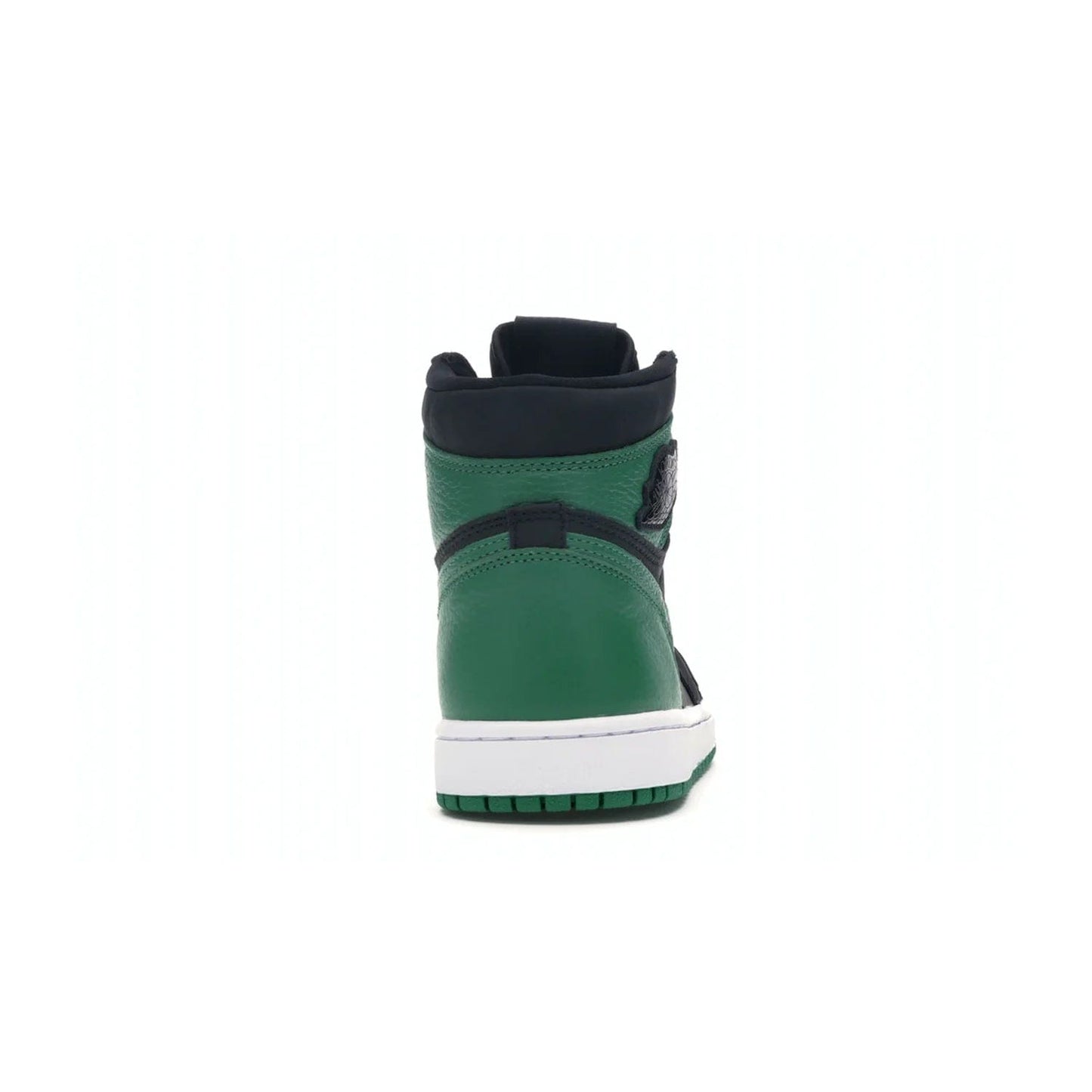 Jordan 1 Retro High Pine Green Black - Image 28 - Only at www.BallersClubKickz.com - Step into fresh style with the Jordan 1 Retro High Pine Green Black. Combining a black tumbled leather upper with green leather overlays, this sneaker features a Gym Red embroidered tongue tag, sail midsole, and pine green outsole for iconic style with a unique twist.