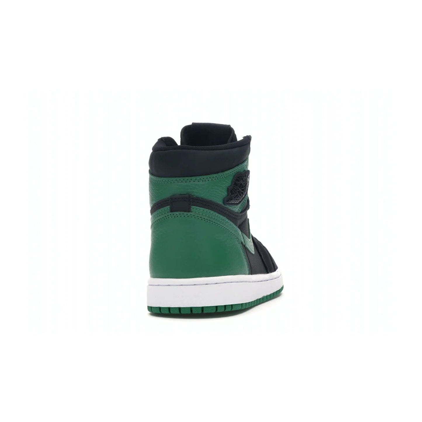 Jordan 1 Retro High Pine Green Black - Image 29 - Only at www.BallersClubKickz.com - Step into fresh style with the Jordan 1 Retro High Pine Green Black. Combining a black tumbled leather upper with green leather overlays, this sneaker features a Gym Red embroidered tongue tag, sail midsole, and pine green outsole for iconic style with a unique twist.