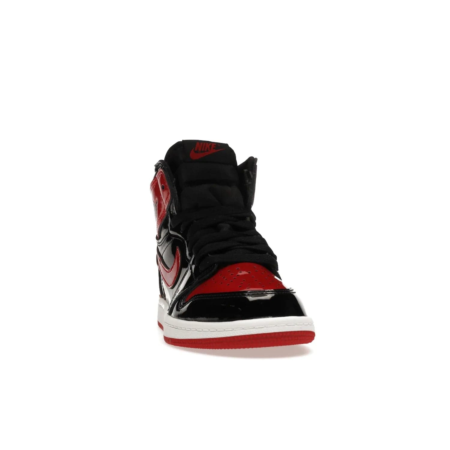 Jordan 1 Retro High OG Patent Bred (PS) - Image 9 - Only at www.BallersClubKickz.com - A timeless classic, the Air Jordan 1 Retro High OG Bred Patent PS features patent leather and debossed Air Jordan Wings motifs. Classic black, white and varsity red colourway on a comfortable and stylish sneaker. Shop this must-have now.