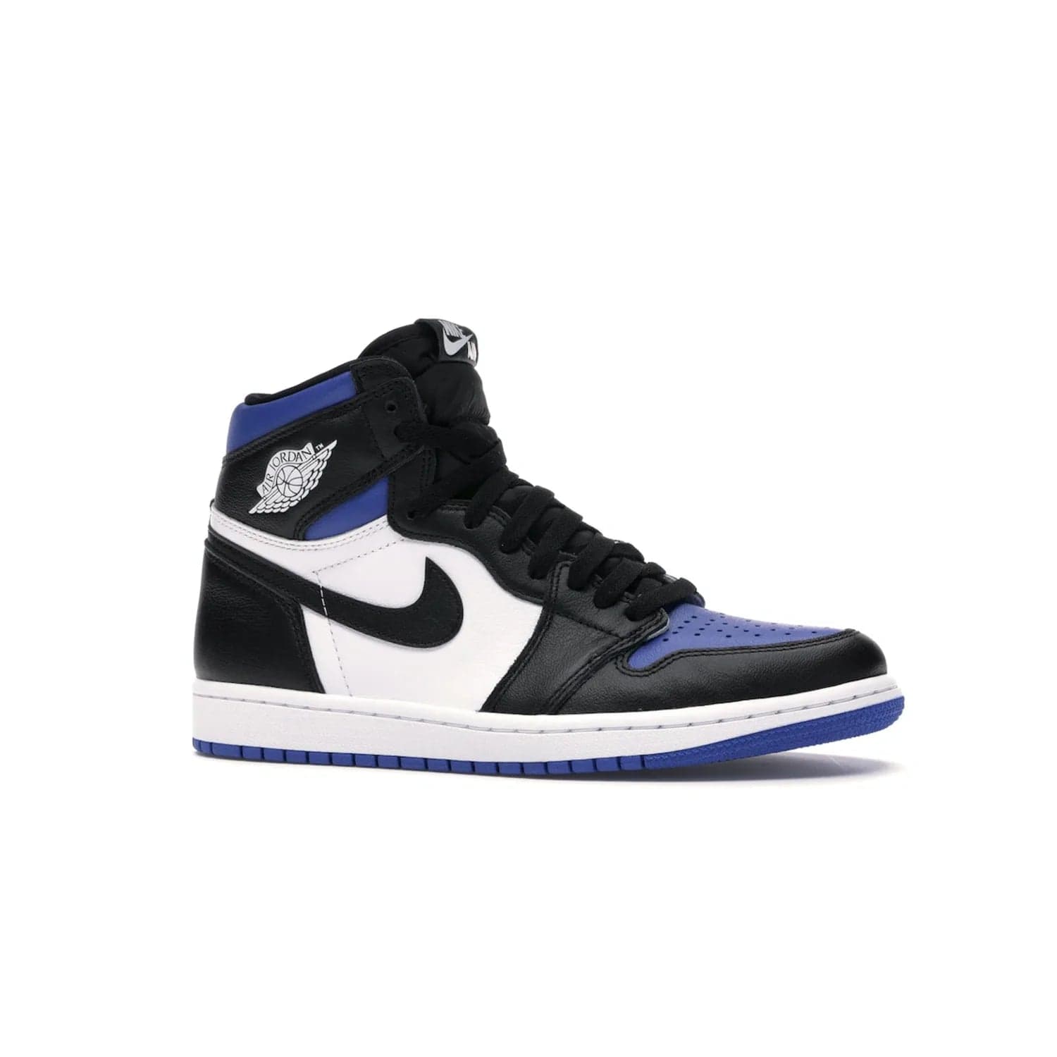 Jordan 1 Retro High Royal Toe - Image 3 - Only at www.BallersClubKickz.com - Refresh your look with the Jordan 1 Retro High Royal Toe. This classic AJ 1 sports a white and royal leather upper, black leather overlays, and branded leather tongue tag. Pick up today and set the streets ablaze.