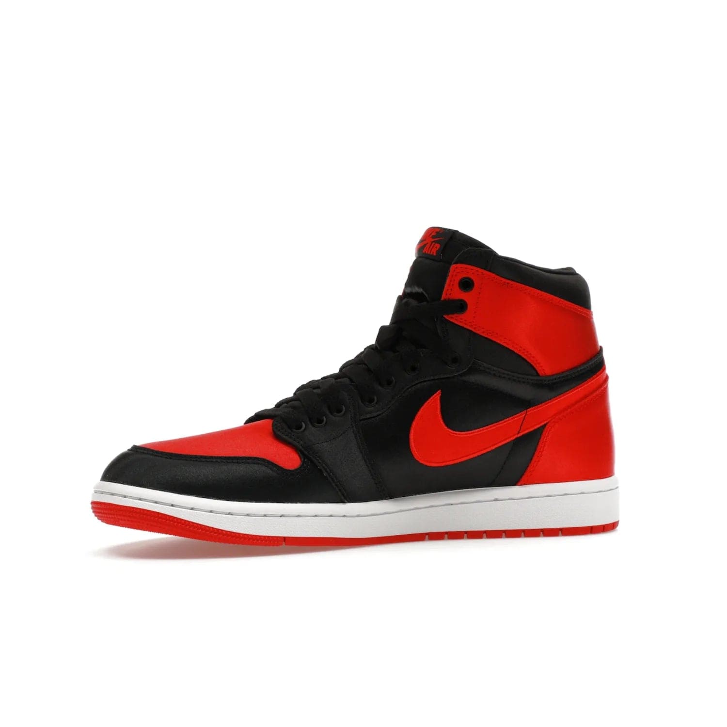 Jordan 1 Retro High OG Satin Bred (Women's) - Image 17 - Only at www.BallersClubKickz.com - Introducing the Jordan 1 Retro High OG Satin Bred (Women's). Luxe satin finish, contrasting hues & classic accents. Trending sneakers symbolizing timelessness & heritage. Make a bold statement with this iconic shoe. Available October 4, 2023.